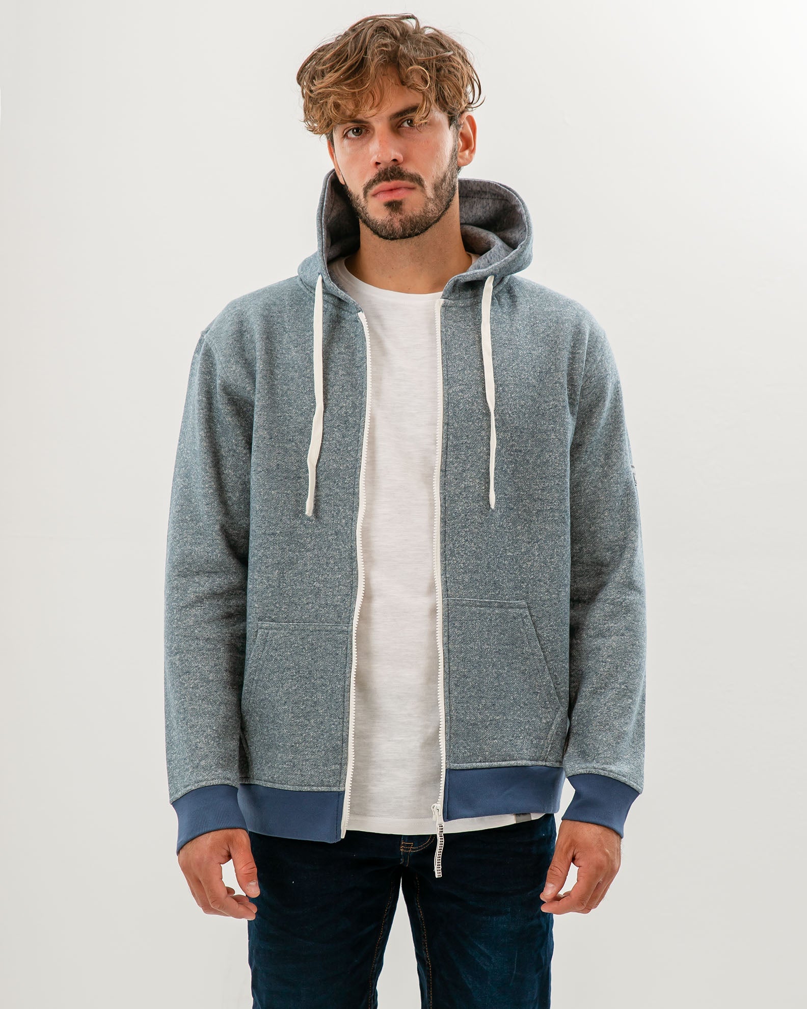 Men's Hooded Sweatshirt 'Giovanni'-BLUE MELANGE