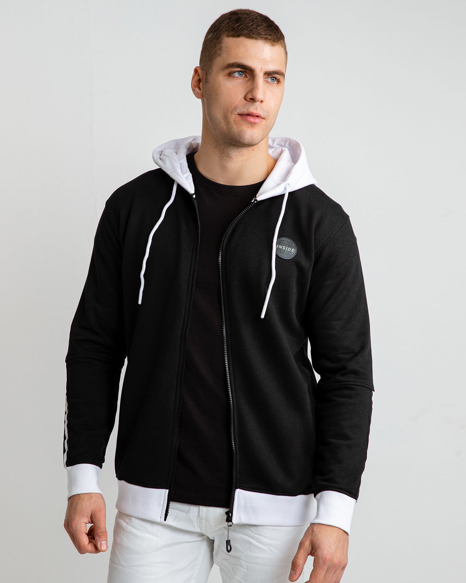 Men's Zip Up Hoodie 'Simon'-BLACK