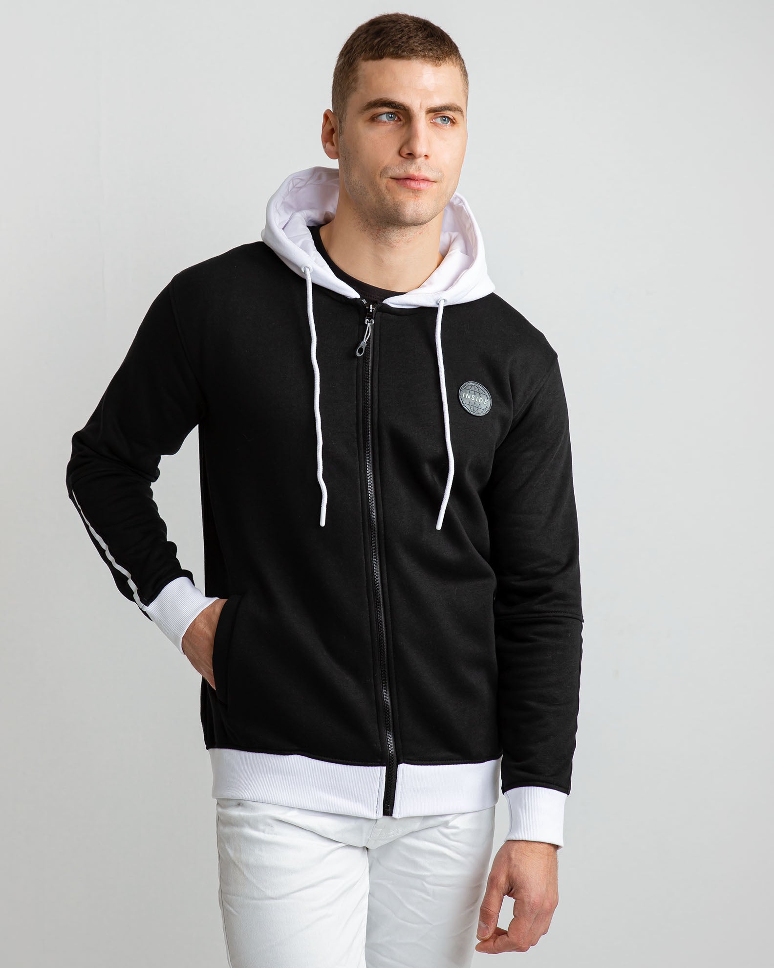 Men's Zip Up Hoodie 'Simon'-BLACK