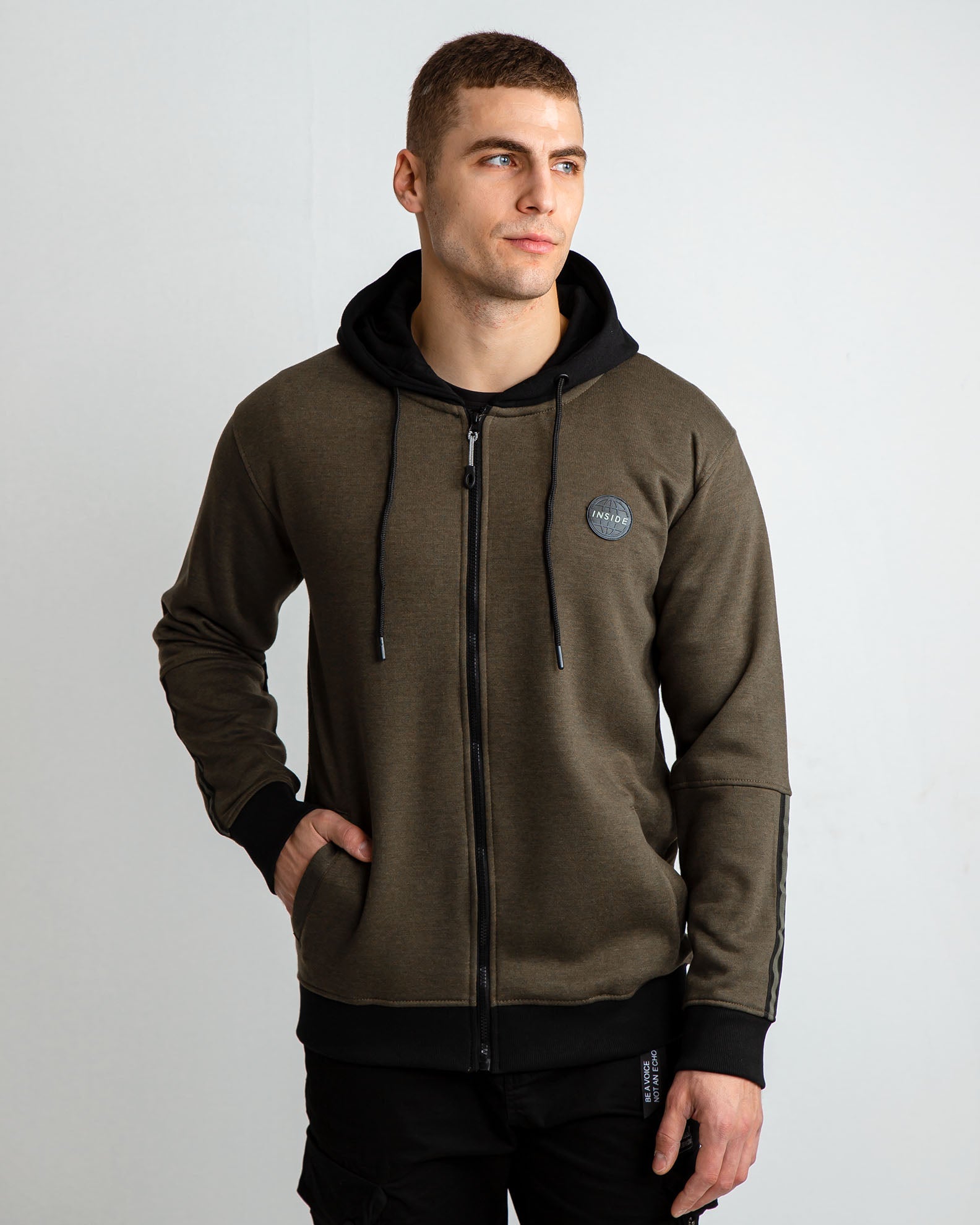 Men's 'Simon' Zippered Sweatshirt-KHAKI