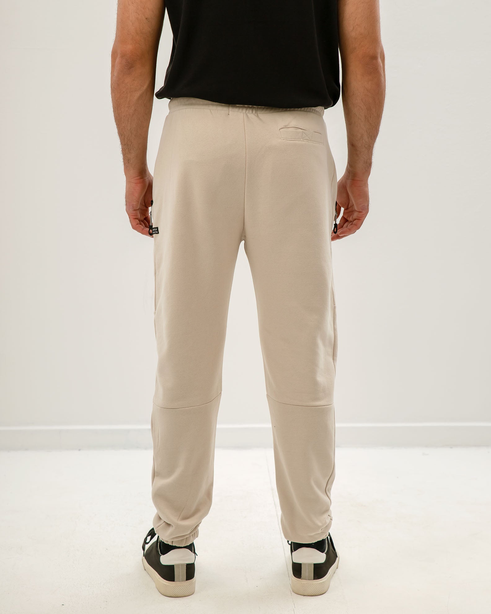 Men's Sweatpants with Elasticated 'Rocky' Trim - BEIGE