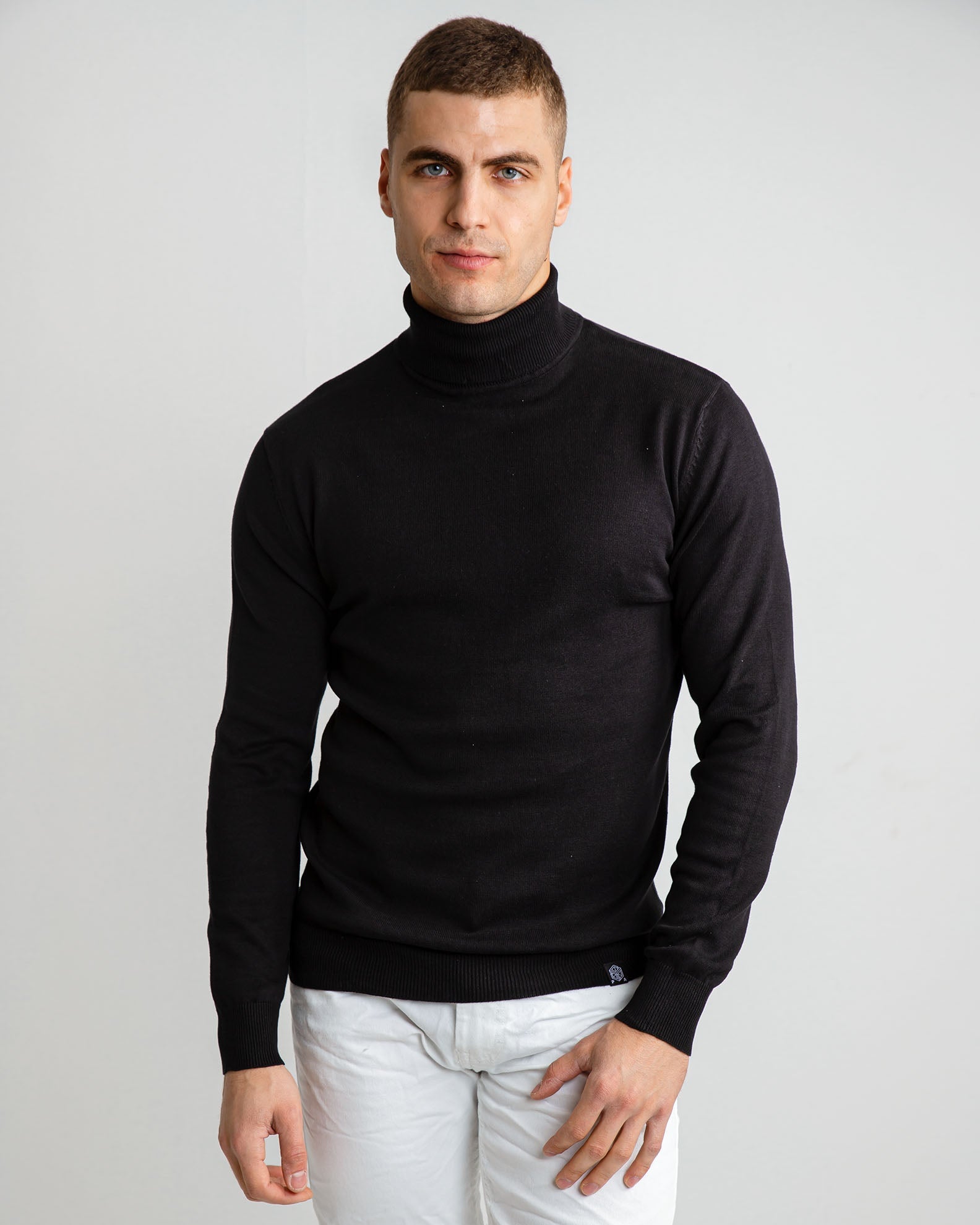 Men's 'Dante' Turtleneck Sweater-BLACK