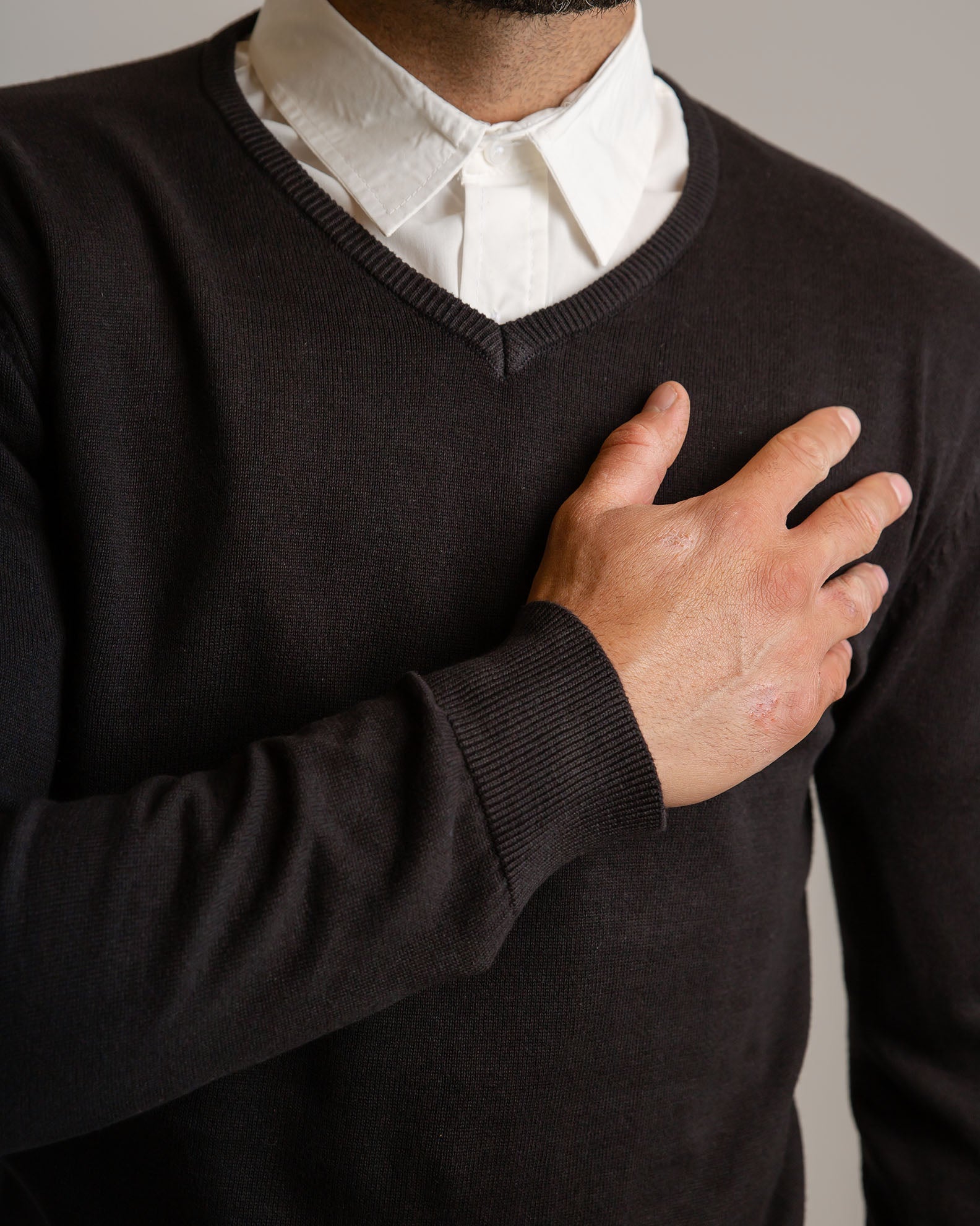 Men's V-Neck Knitted Blouse 'Roman'-BLACK