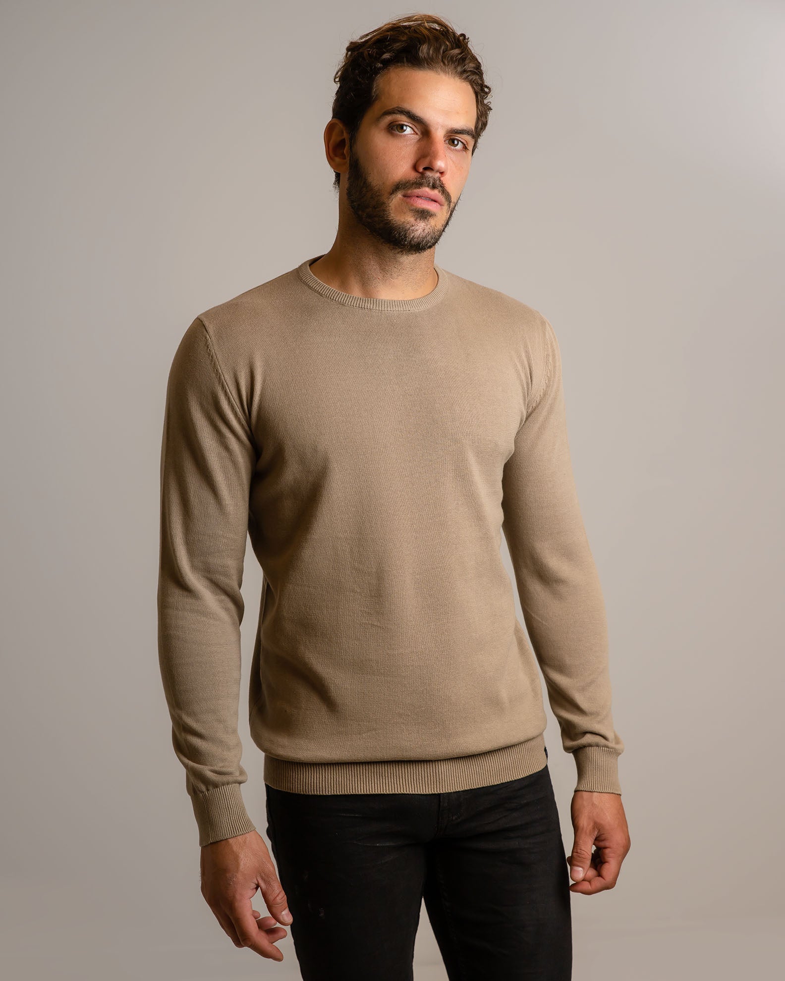 Men's Lightweight Knitted Blouse 'Julian'-BEIGE DARK