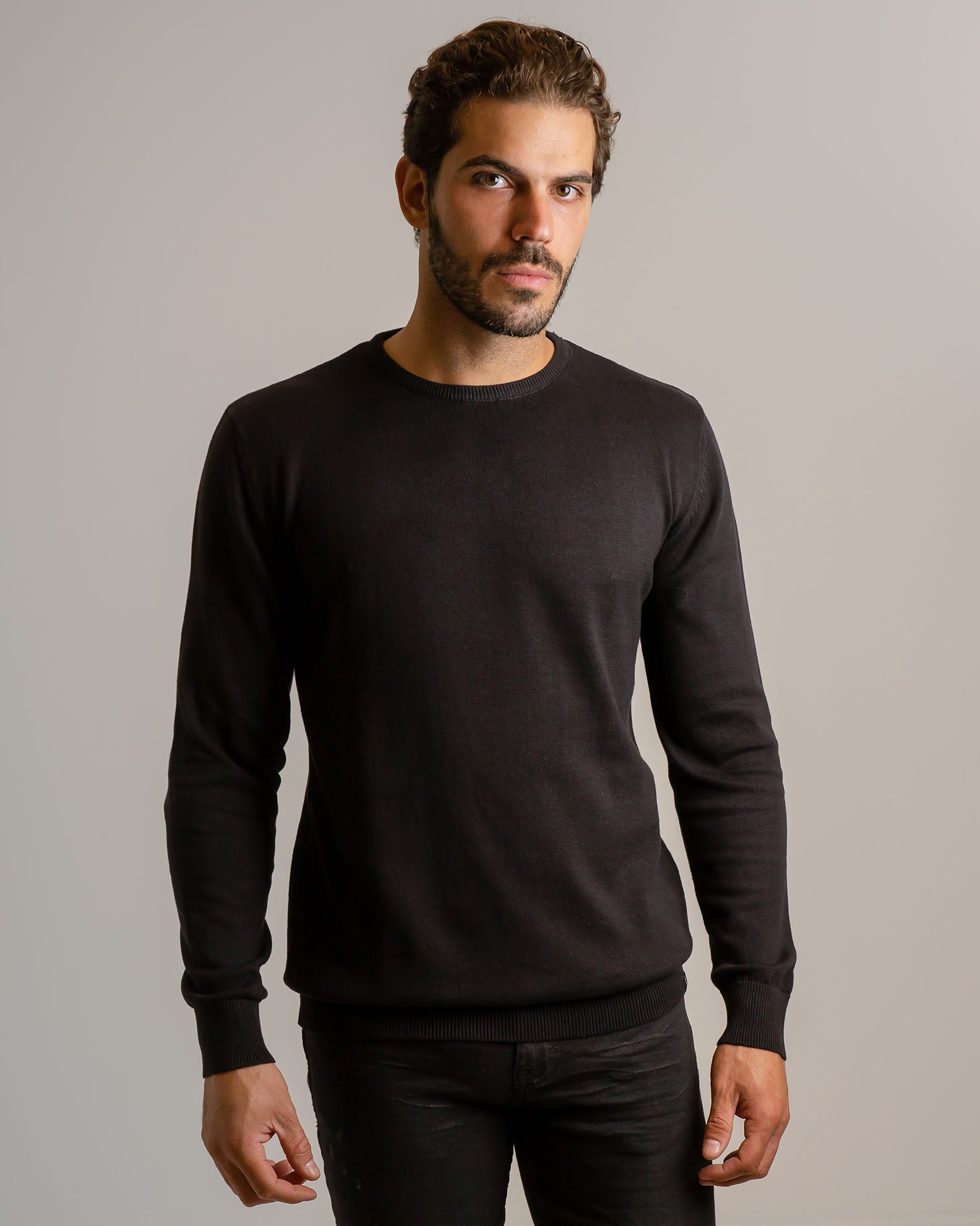 Men's Lightweight Knitted Blouse 'Julian'-BLACK