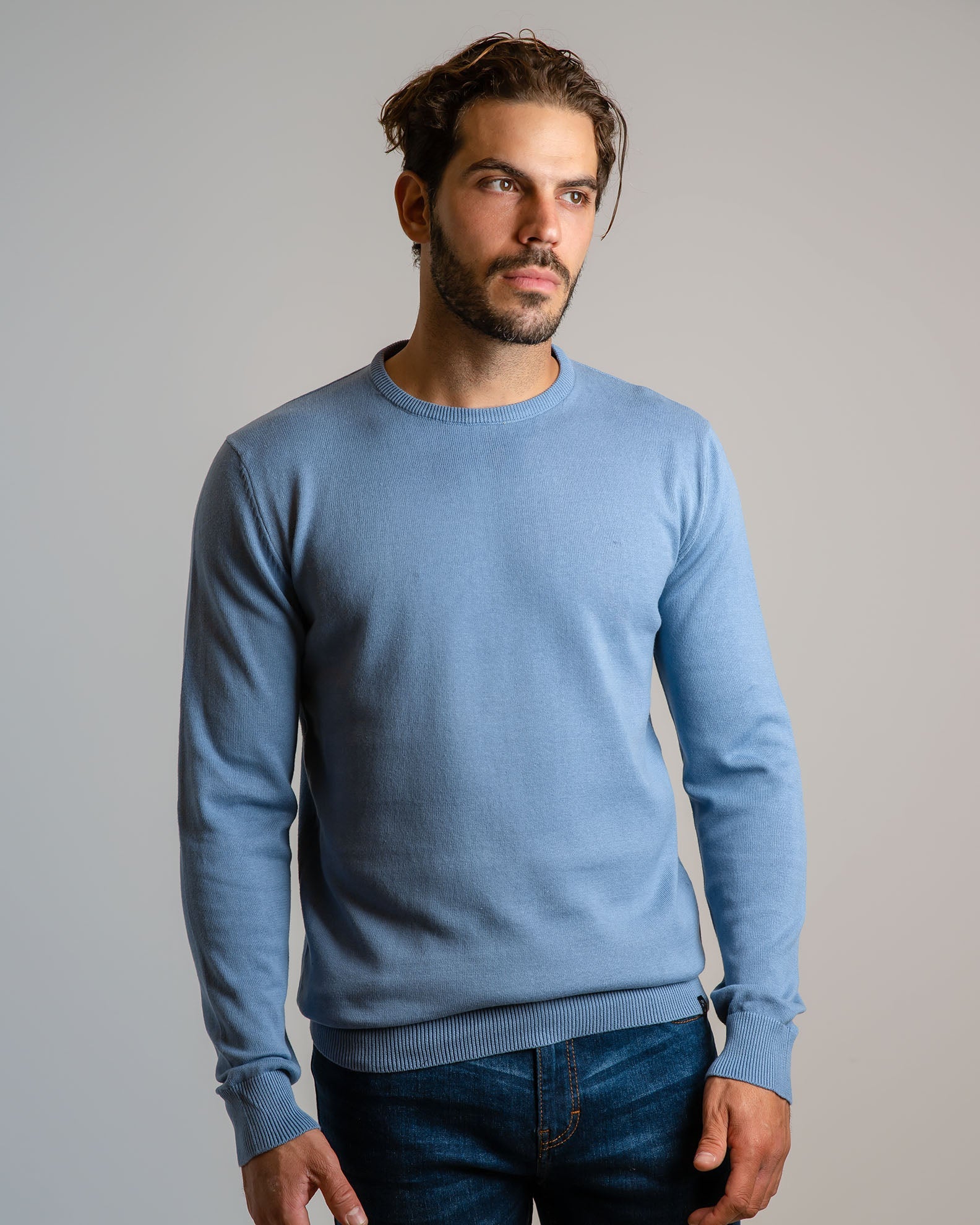 Men's Lightweight Knitted Blouse 'Julian'-BLUE LIGHT