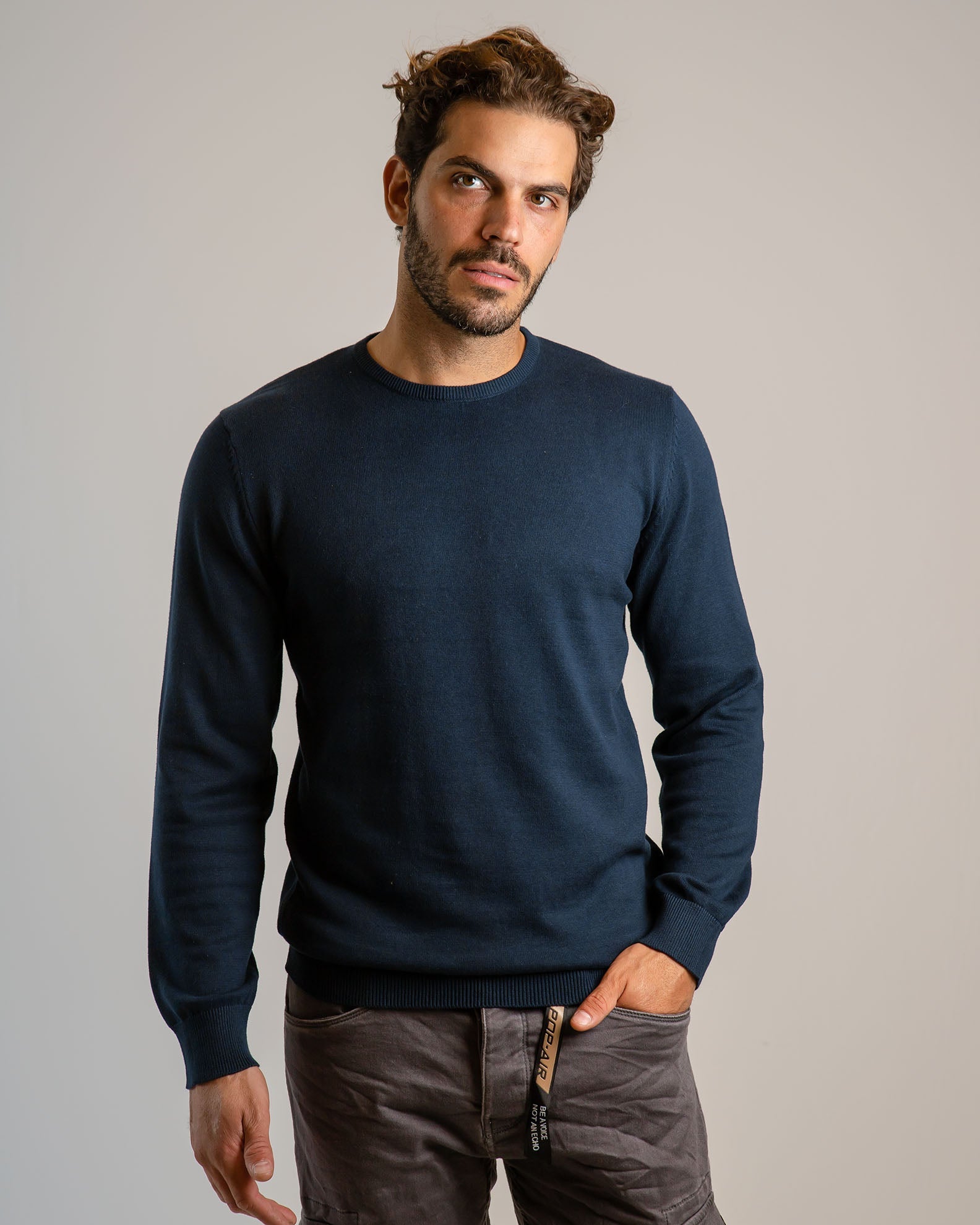 Men's Lightweight Knitted Blouse 'Julian'-BLUE NAVY