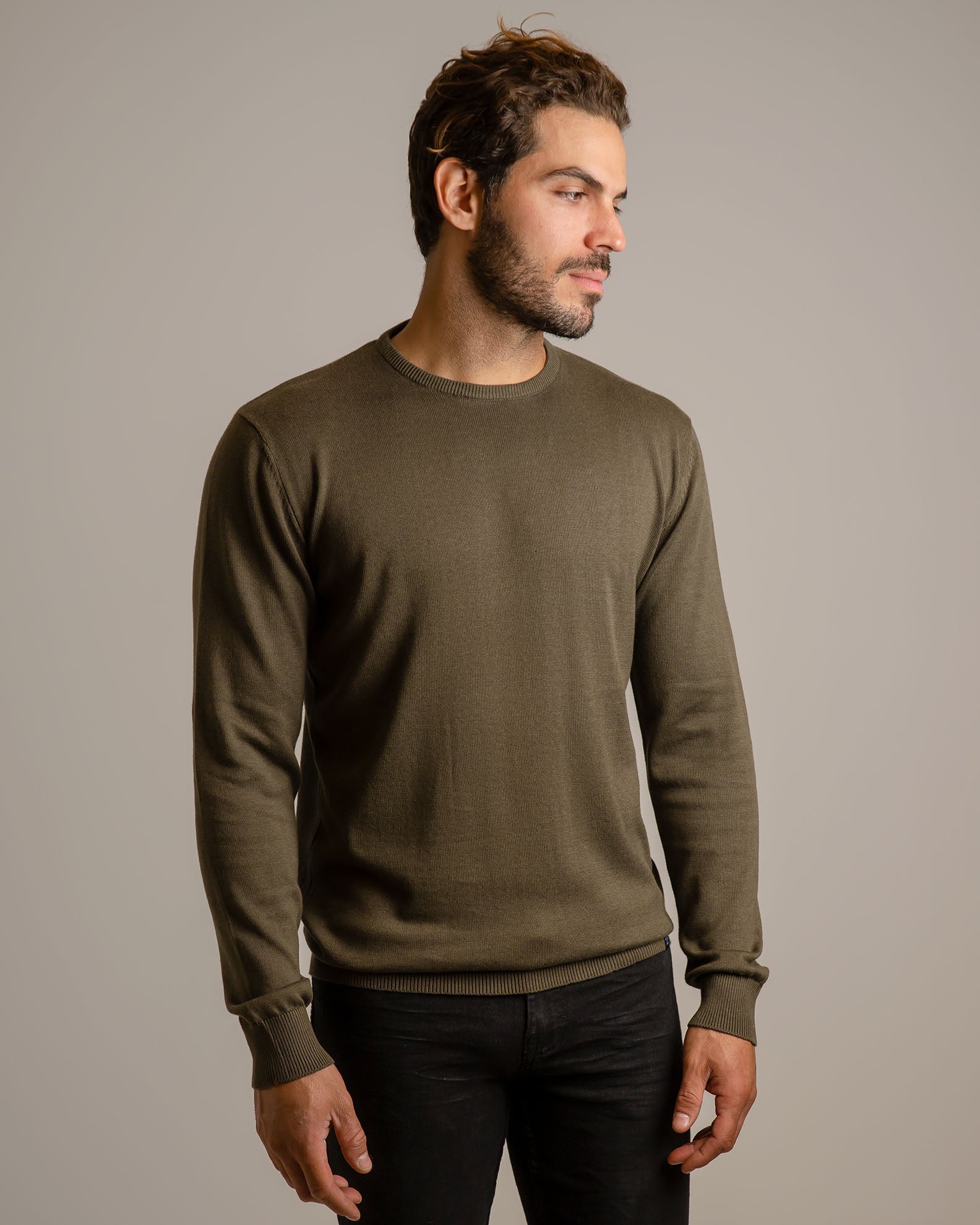 Men's Lightweight Knitted Blouse 'Julian'-KHAKI