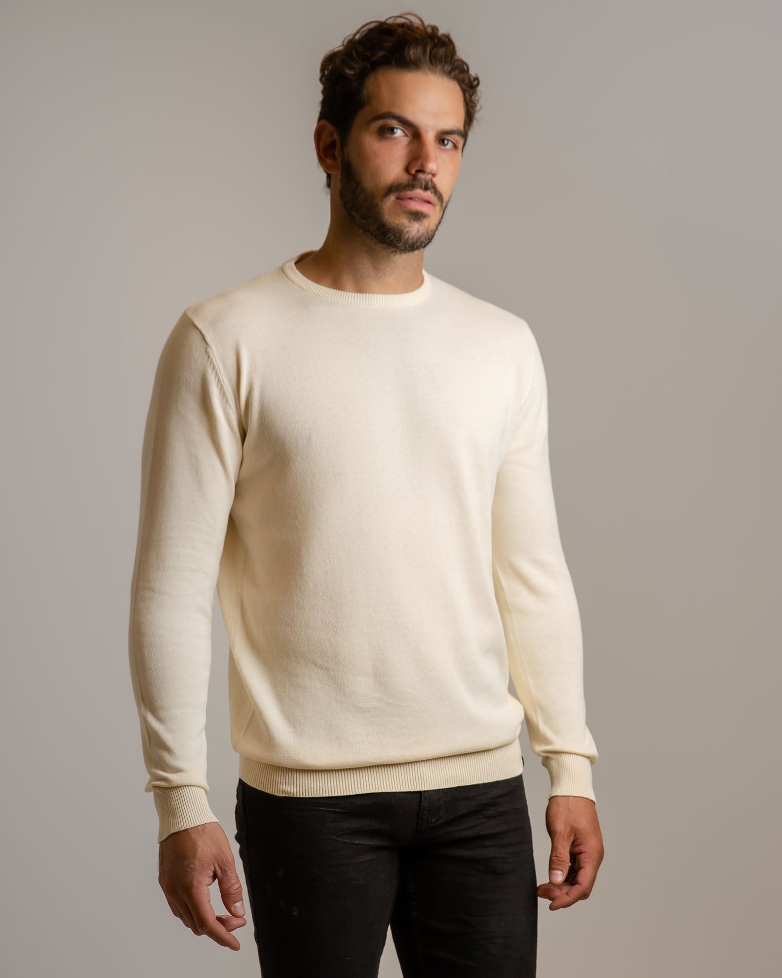 Men's Lightweight Knitted Blouse 'Julian'-OFFWHITE