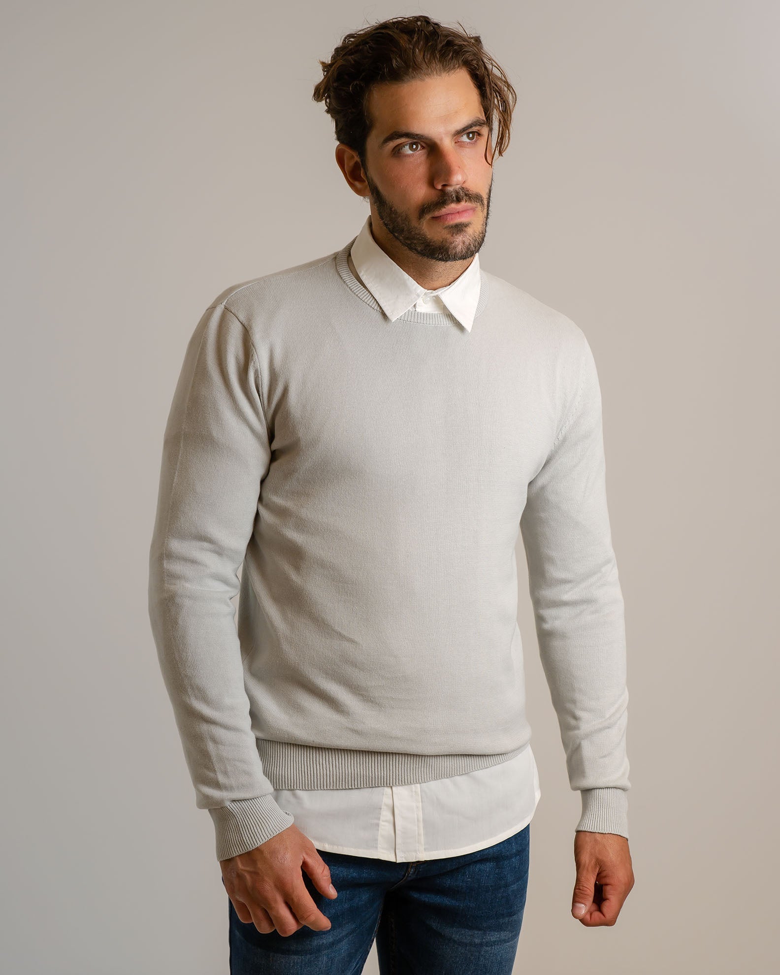 Men's Light Knitted Blouse 'Julian'-GREY LIGHT