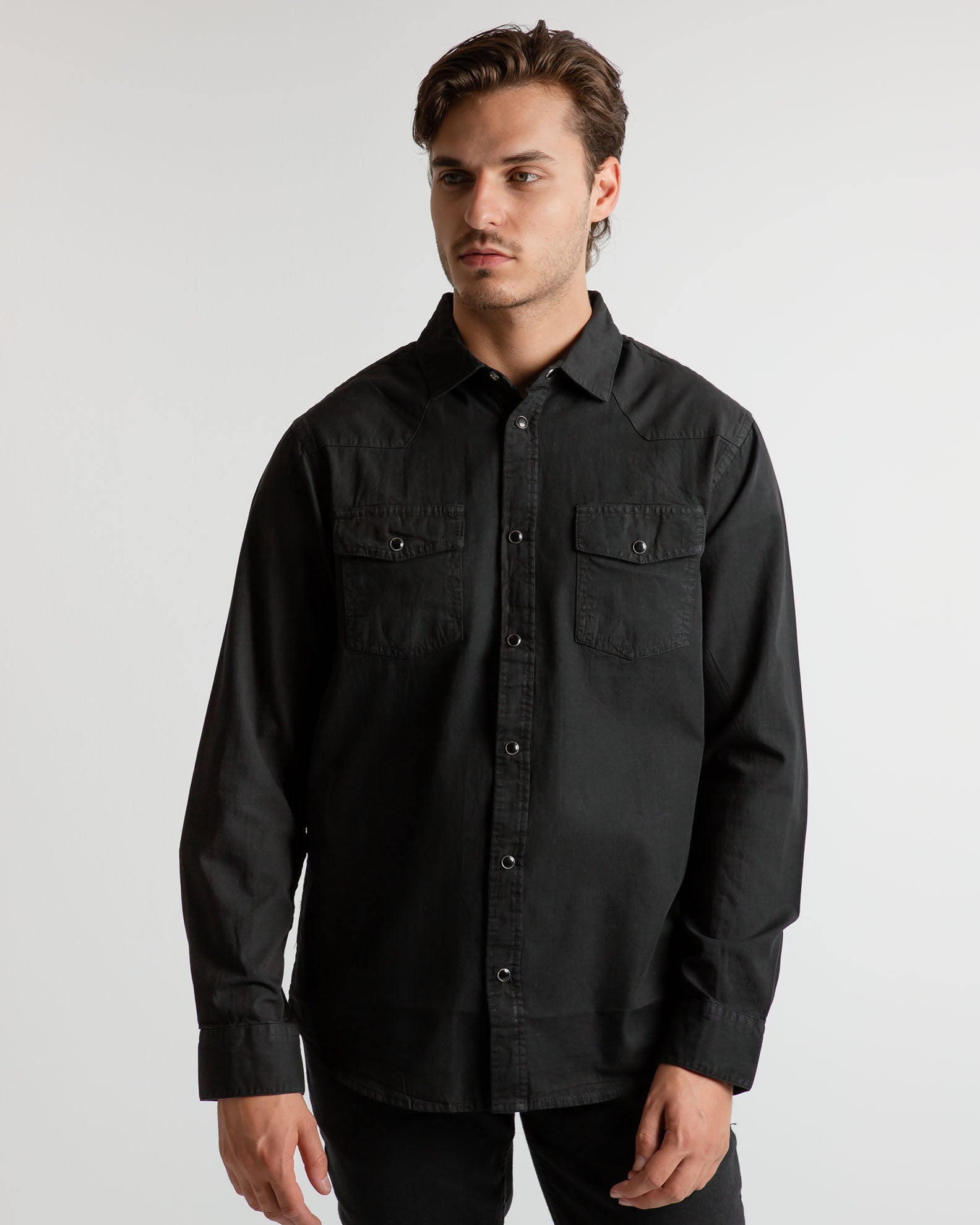 Men's Shirt with Pockets 'Ramiro'-BLACK