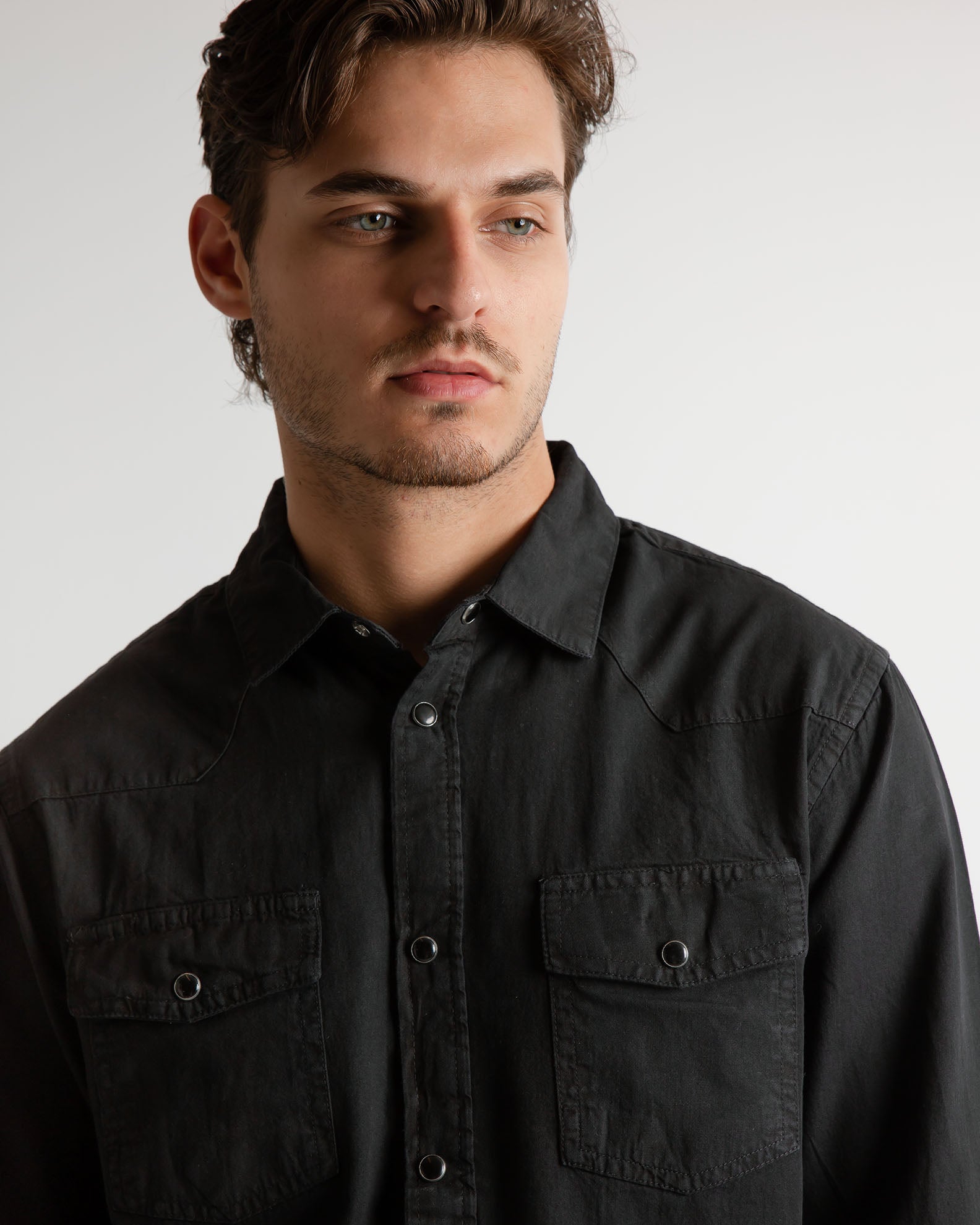 Men's Shirt with Pockets 'Ramiro'-BLACK