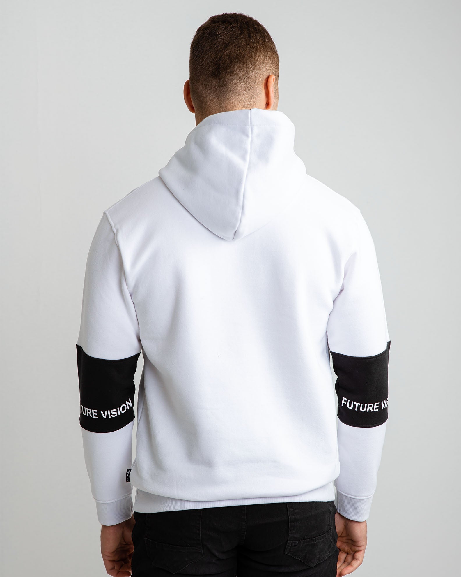 Men's Hoodie with 'Future Vision' Print-WHITE