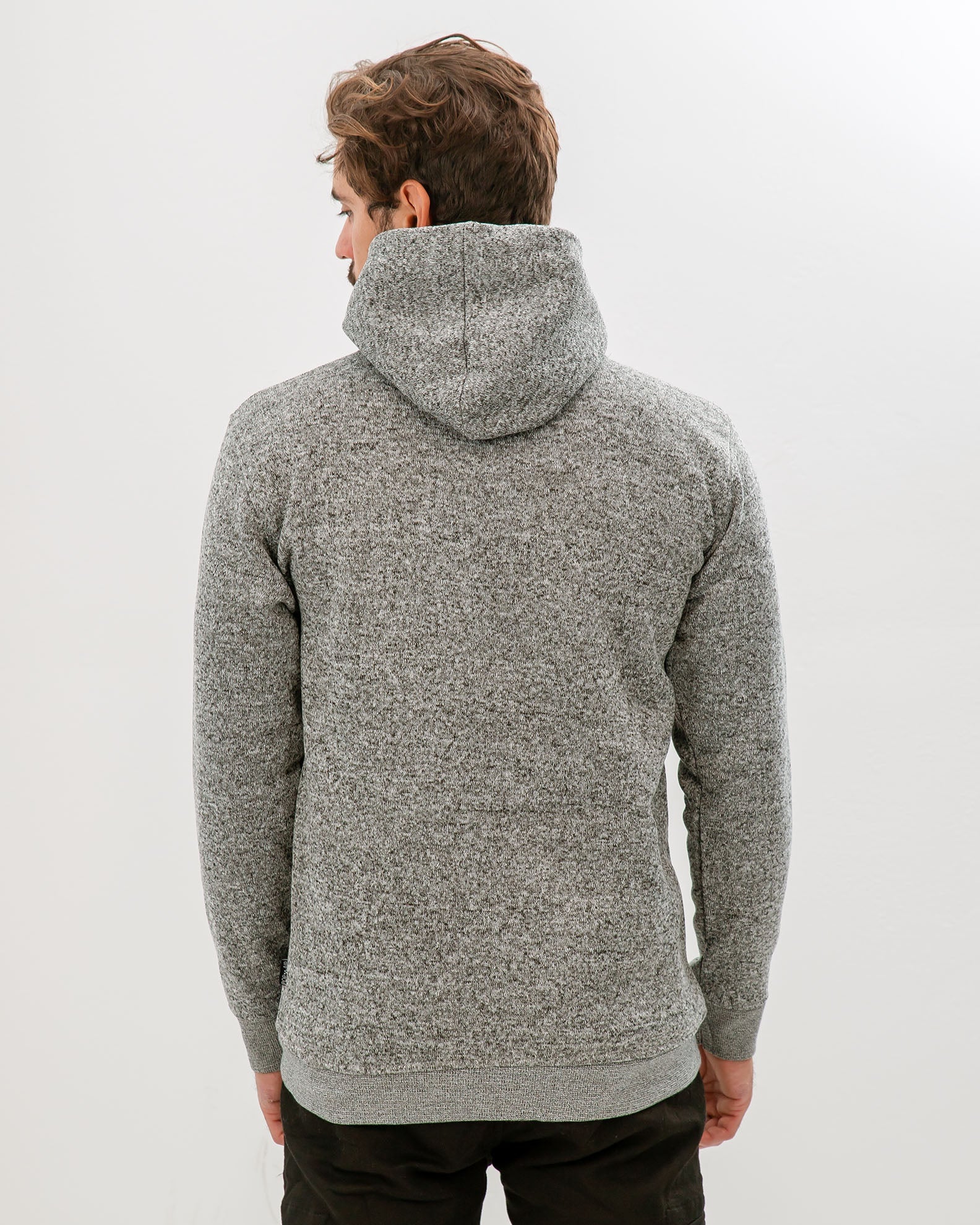 Men's Hoodie with 'Hawkins' Print-BLACK MELANGE