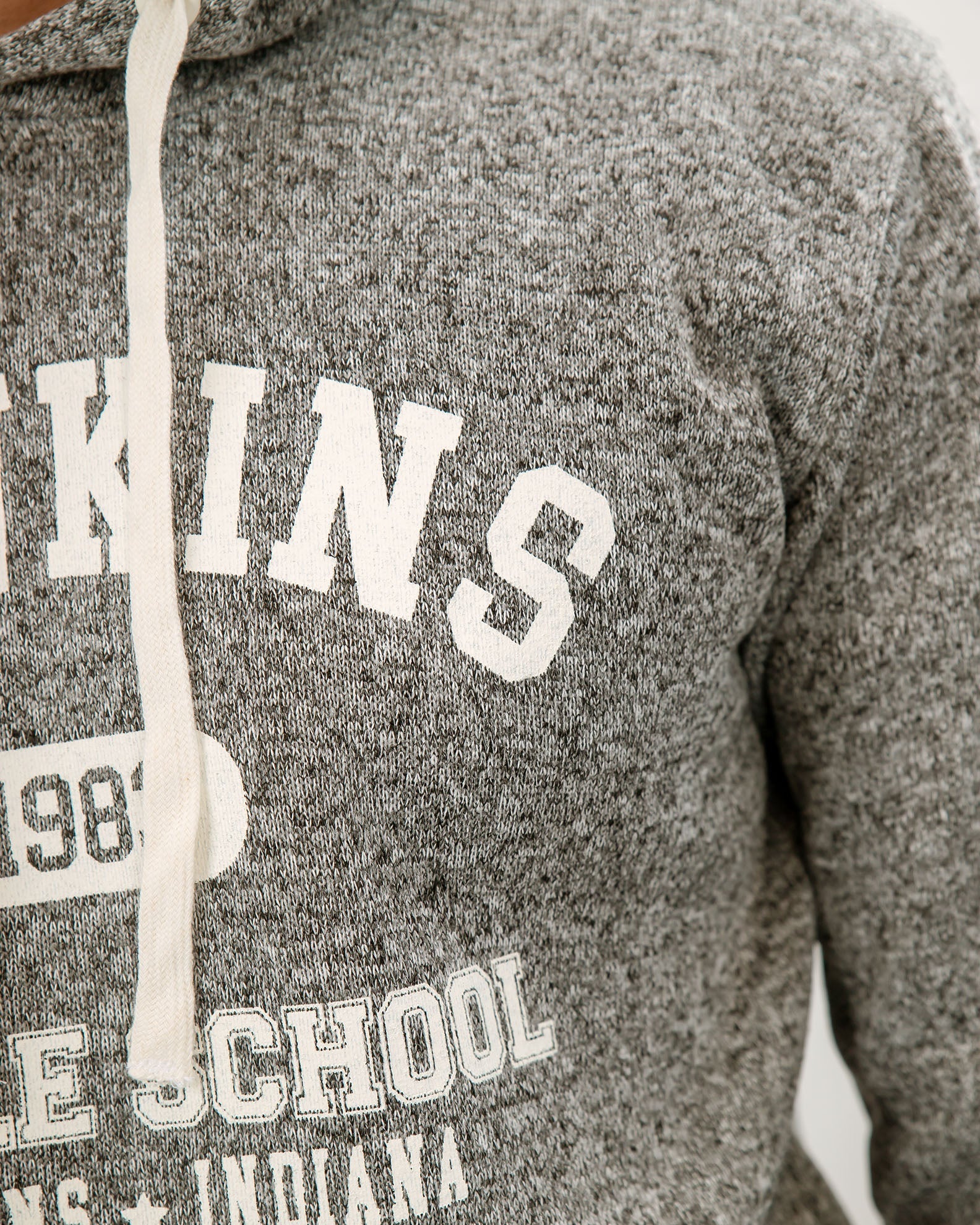 Men's Hoodie with 'Hawkins' Print-BLACK MELANGE