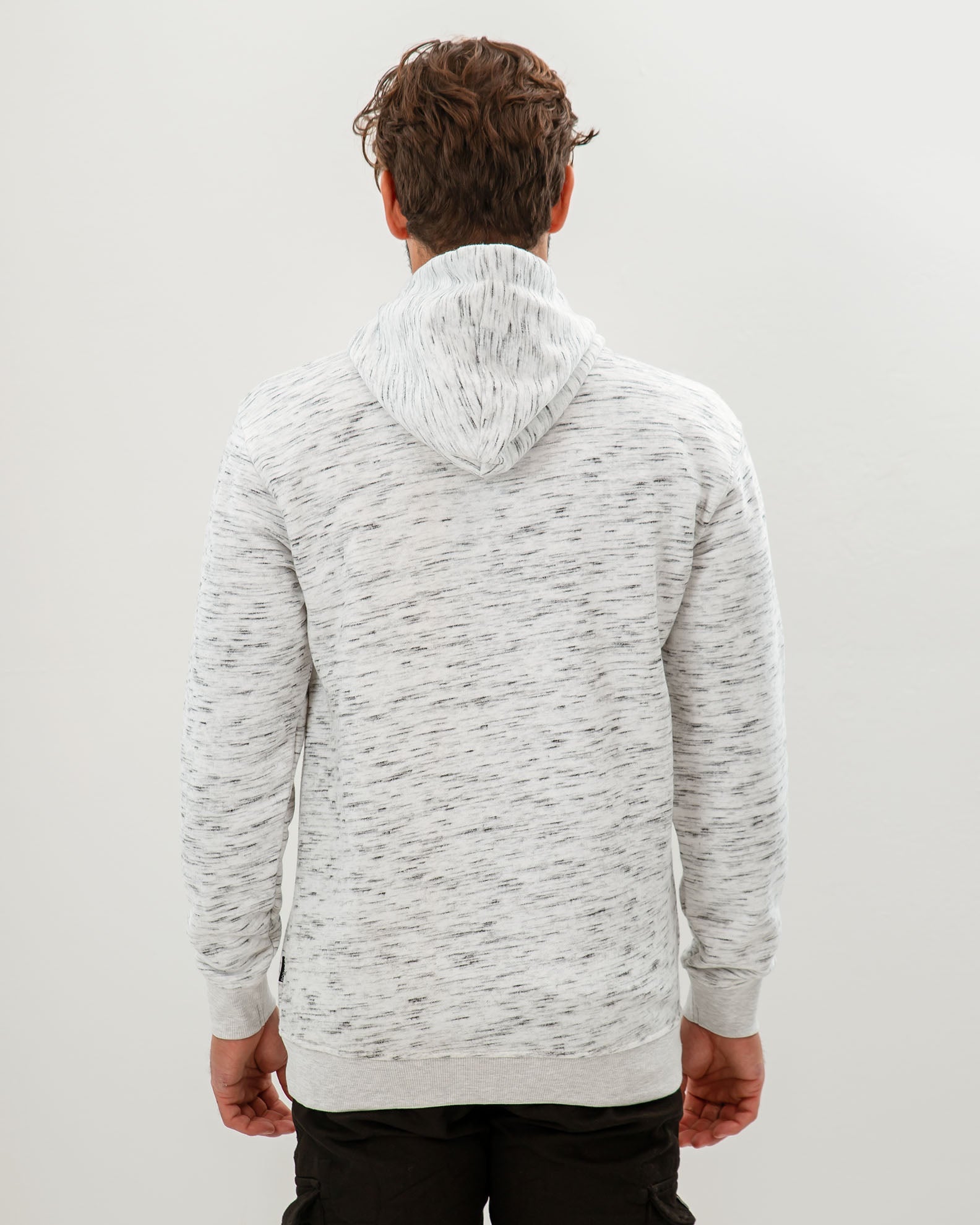 Men's 'Hawkins' Print Hoodie-OFFWHITE MELANGE