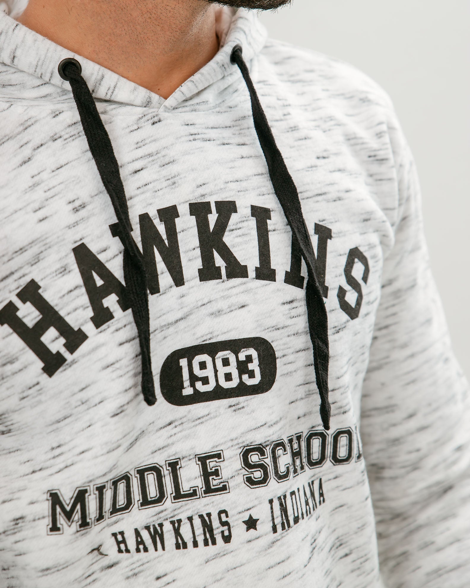 Men's 'Hawkins' Print Hoodie-OFFWHITE MELANGE