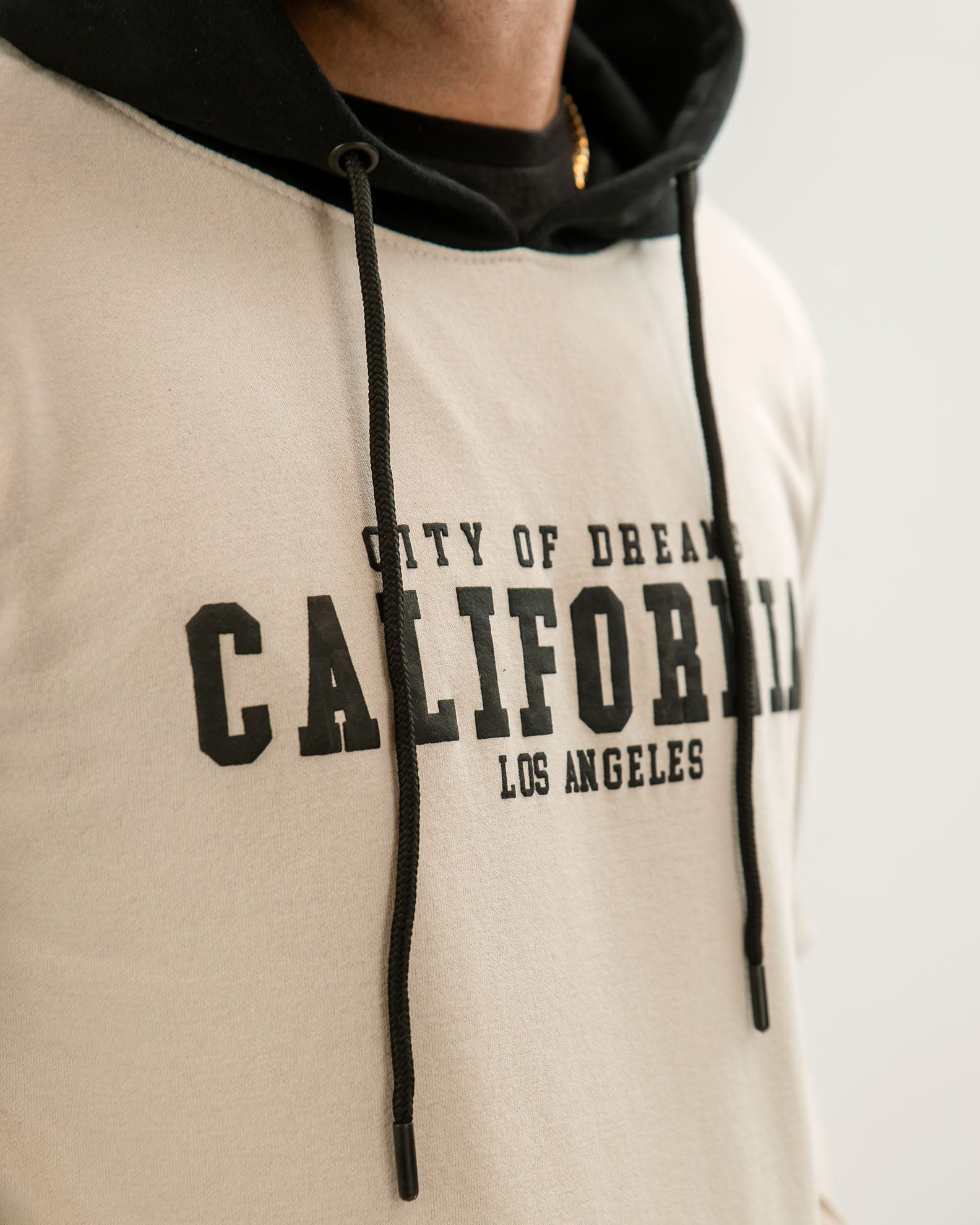 Men's Hoodie with 'California' Print-BEIGE