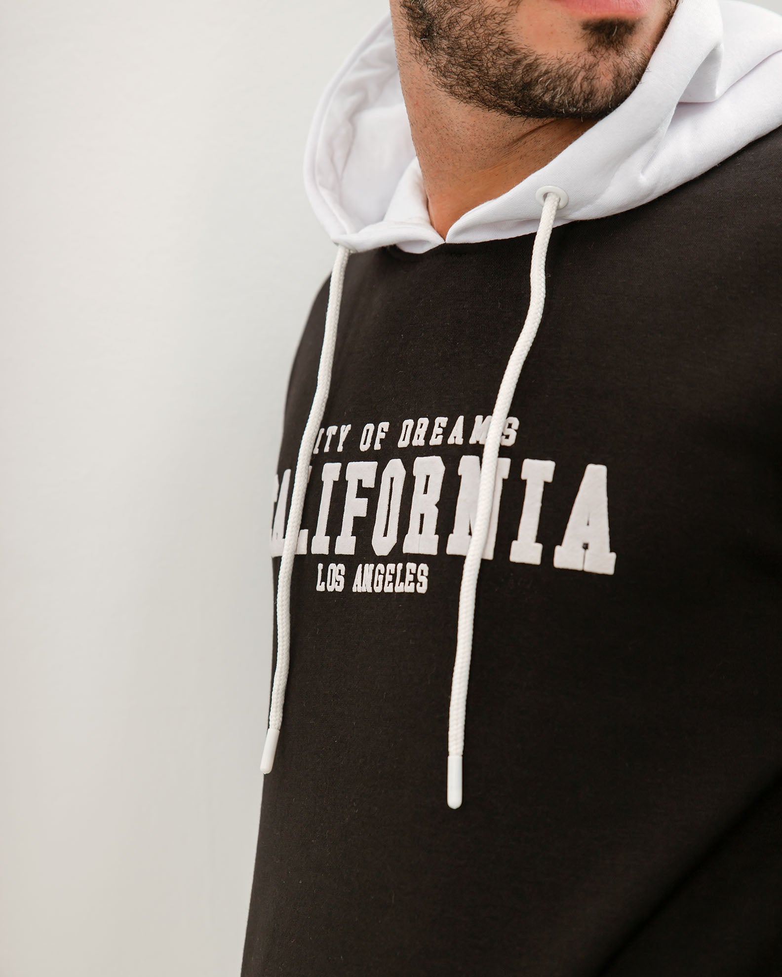 Men's Hoodie with 'California' Print-BLACK