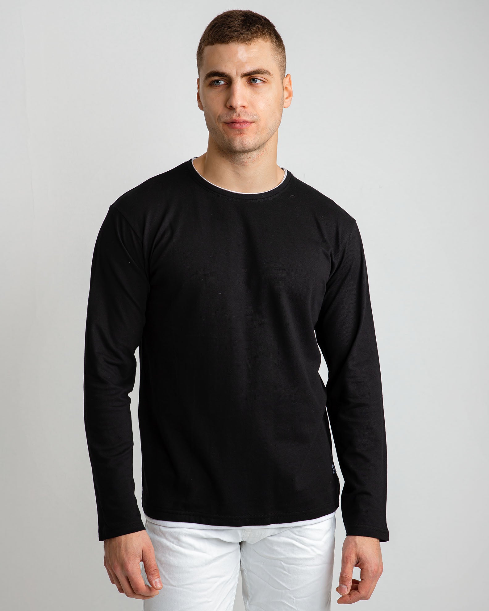 Men's Pique Blouse 'Sher'-BLACK