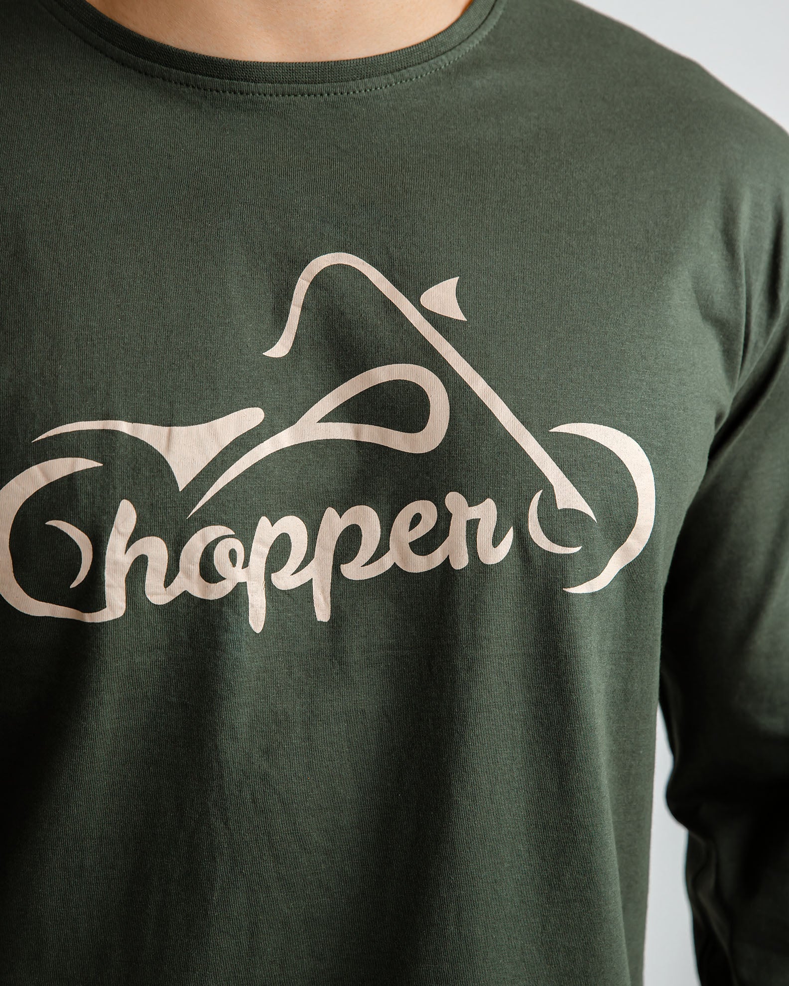 Men's Long Sleeve Shirt with 'Chopper' Print-KHAKI