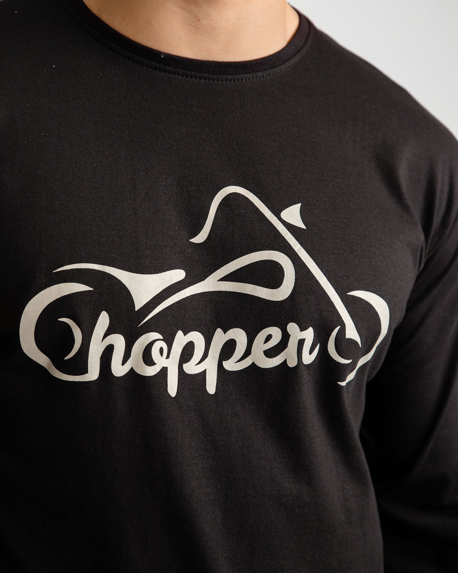 Men's Long Sleeve Shirt with 'Chopper' Print-BLACK