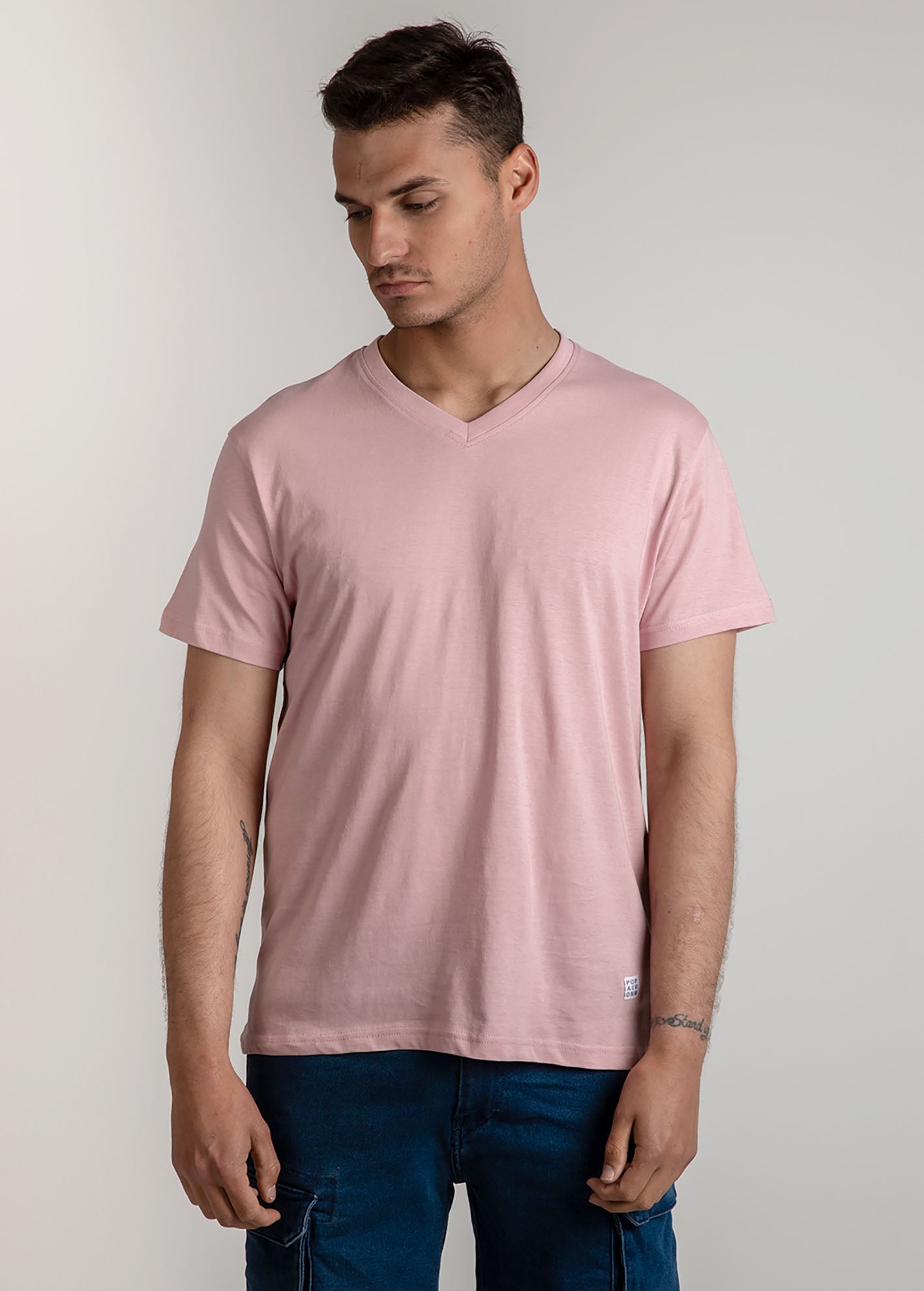 Ανδρικό κοντομάνικο t-shirt V 'Fanis'-dusty pink