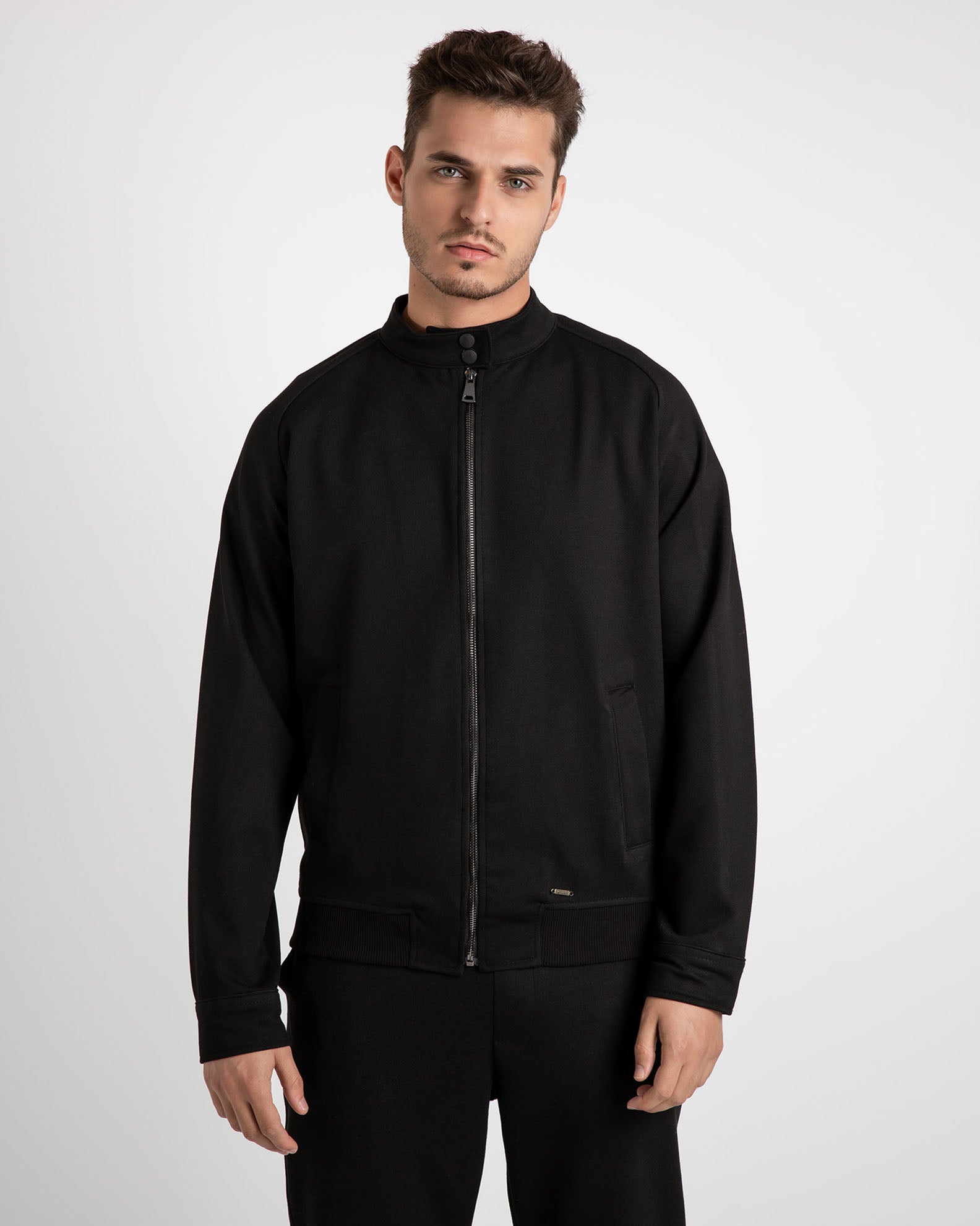 Men's pique jacket 'Hudson'-BLACK