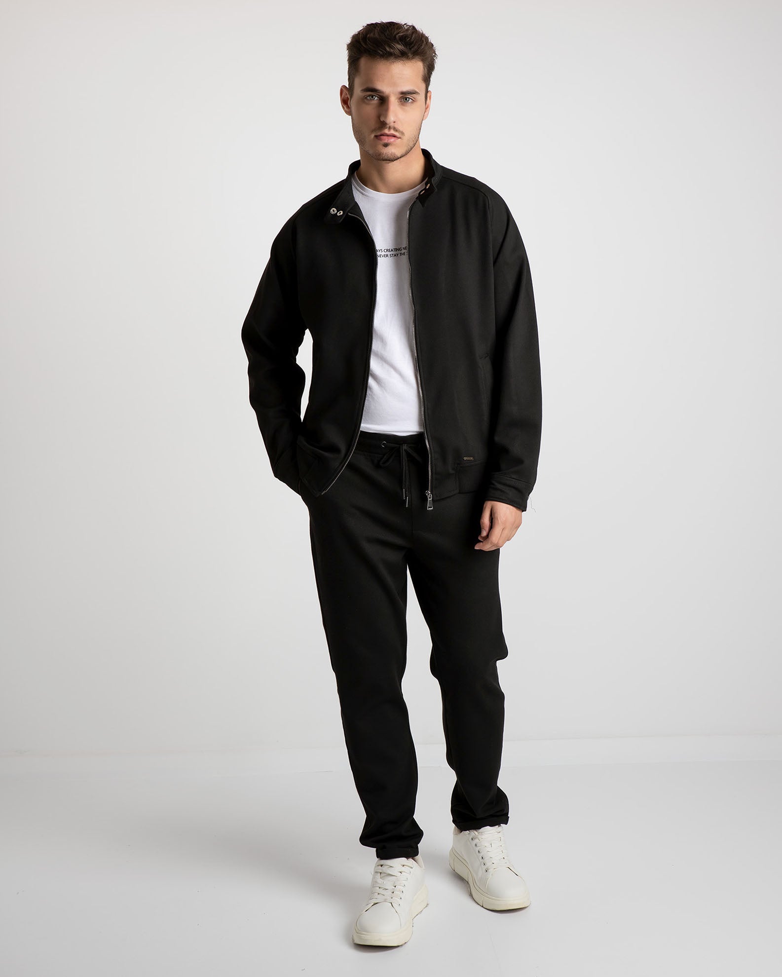 Men's pique jacket 'Hudson'-BLACK