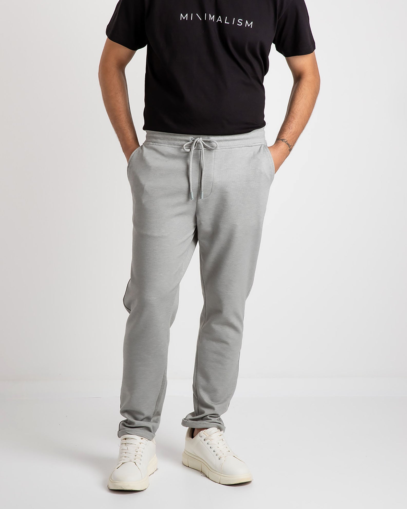 Men's pique trousers 'Byron'-GREY DARK