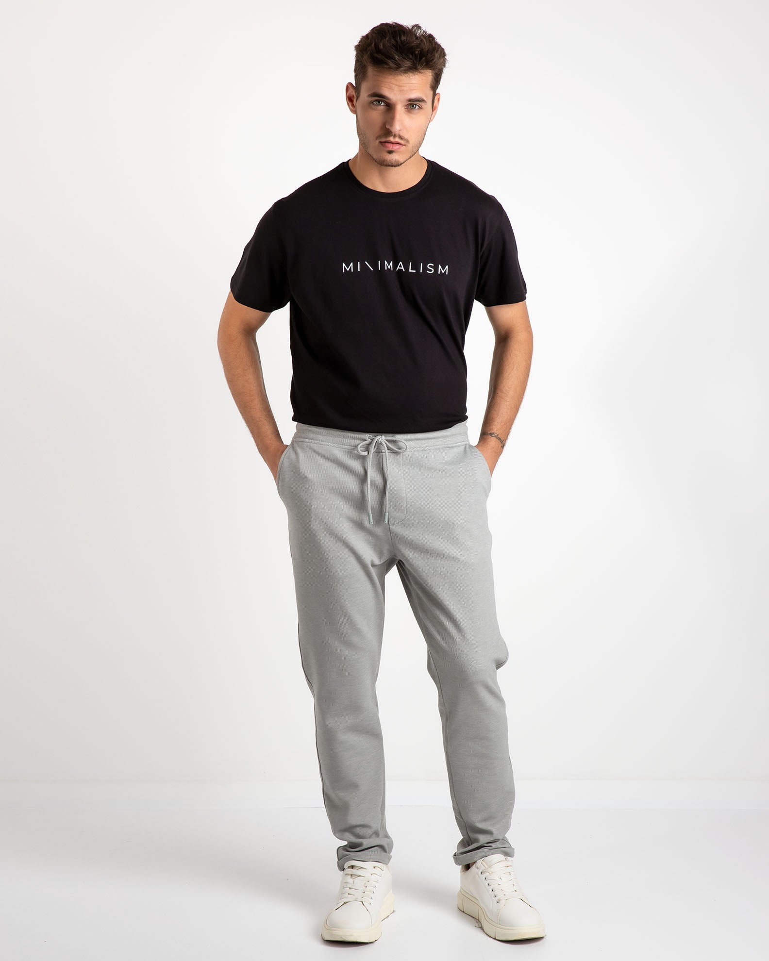 Men's pique trousers 'Byron'-GREY DARK