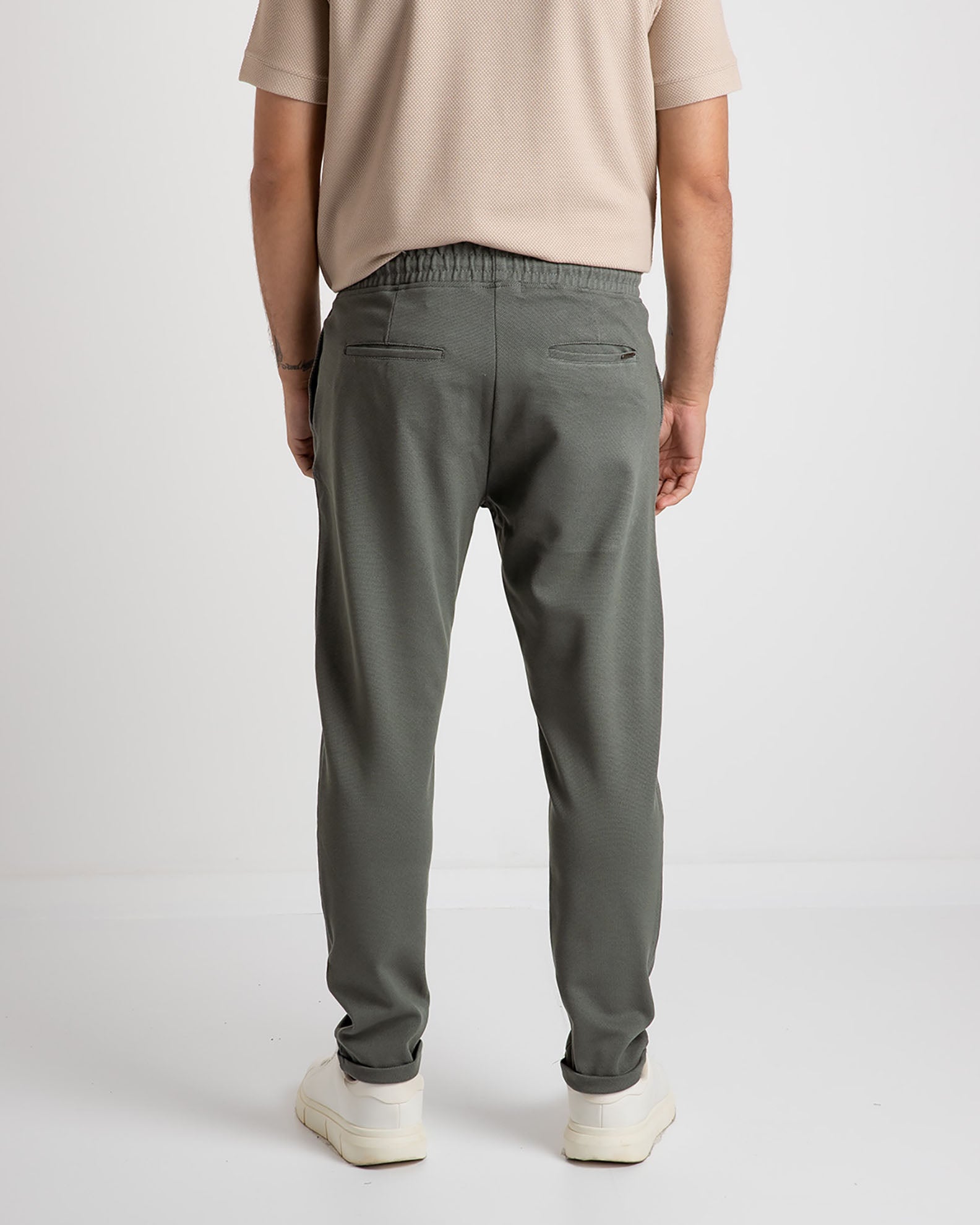 Men's 'Byron' pique trousers-KHAKI