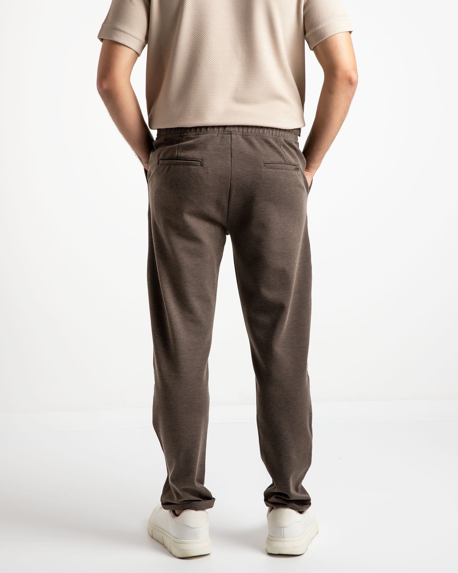 Men's pique trousers 'Byron'-TAUPE