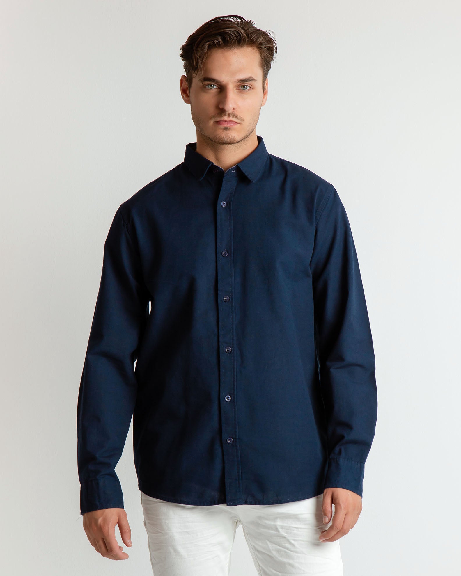 Men's shirt with 'Archie' collar - navy blue