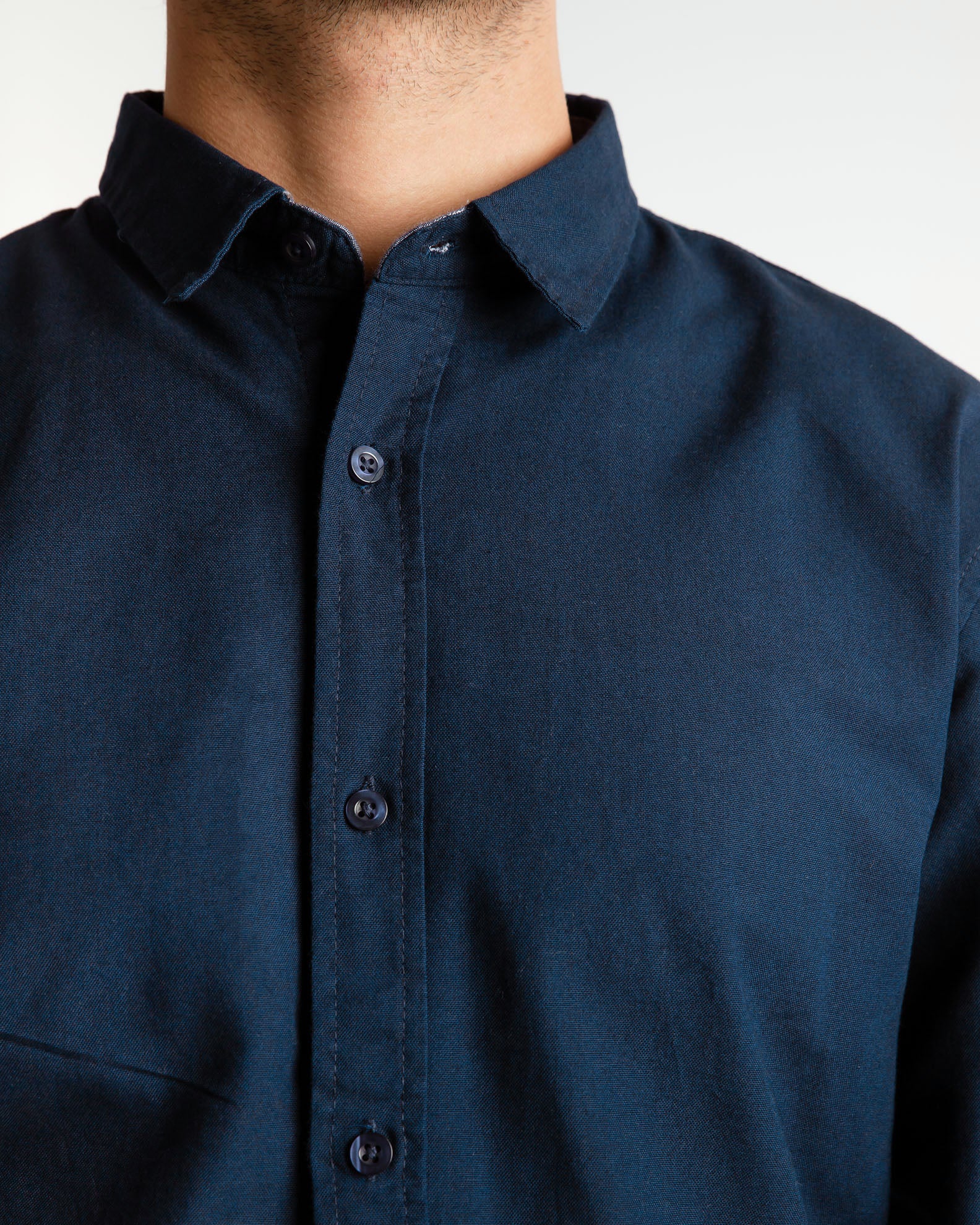 Men's shirt with 'Archie' collar - navy blue