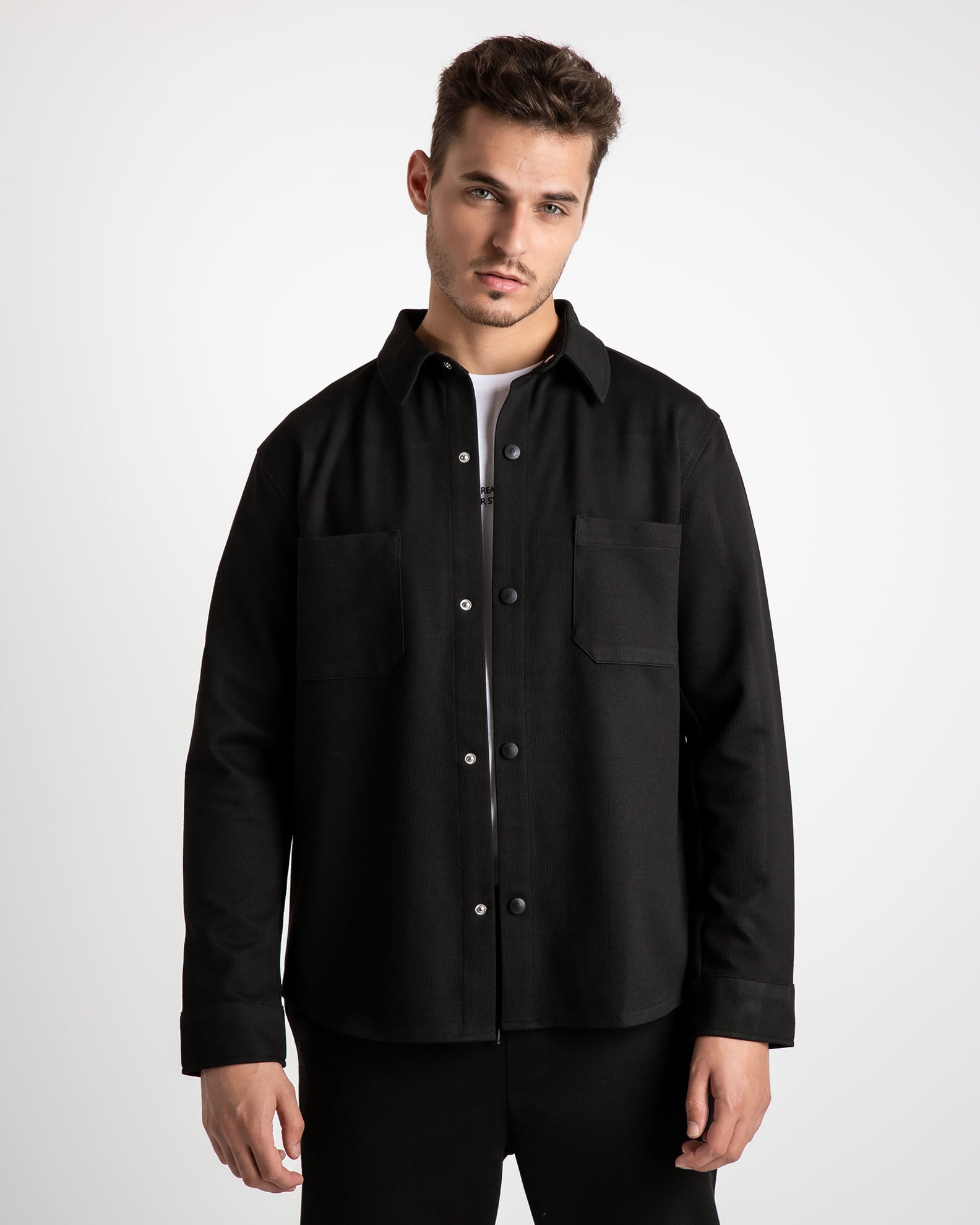 Men's shirt jacket 'Asher'-BLACK