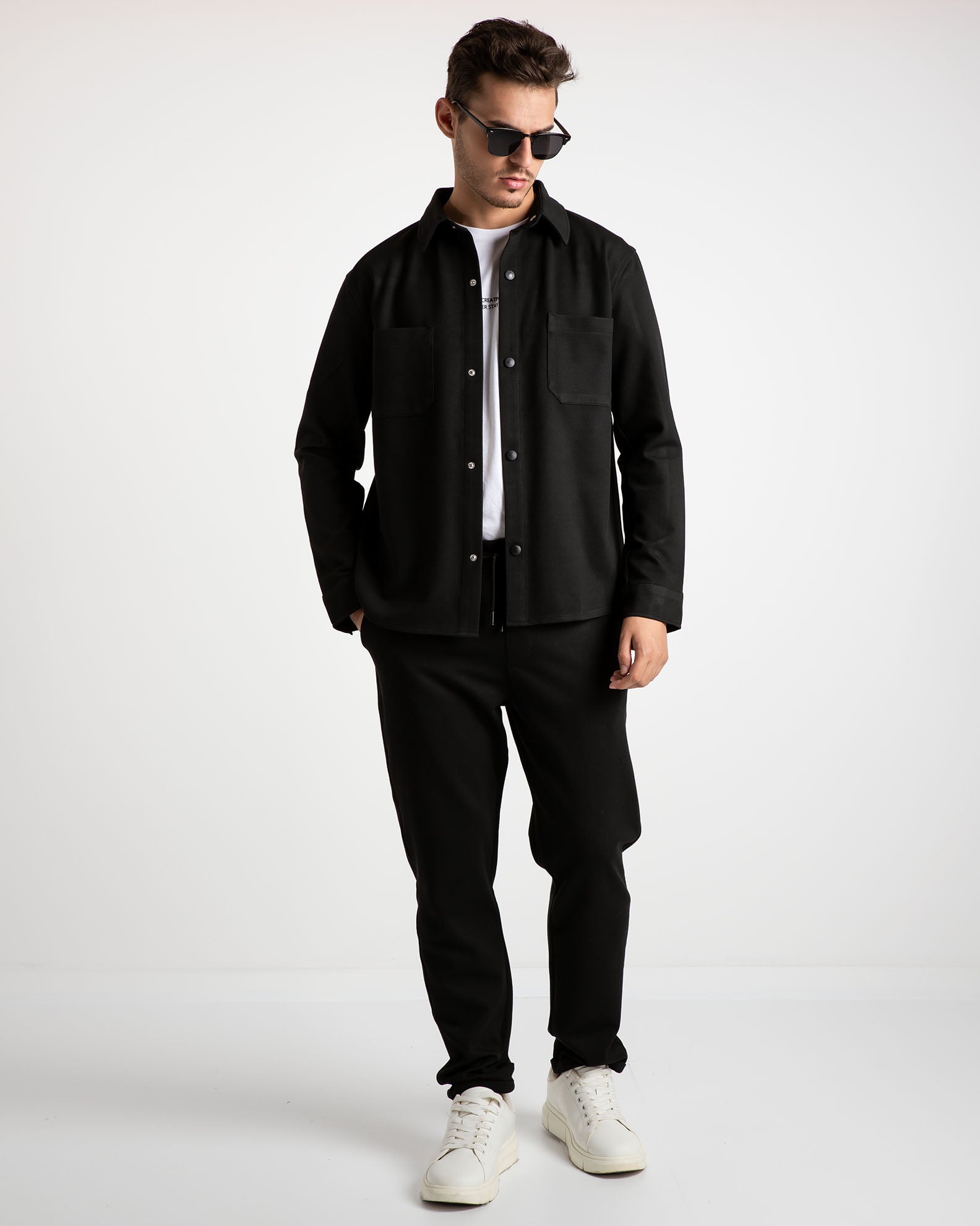 Men's shirt jacket 'Asher'-BLACK