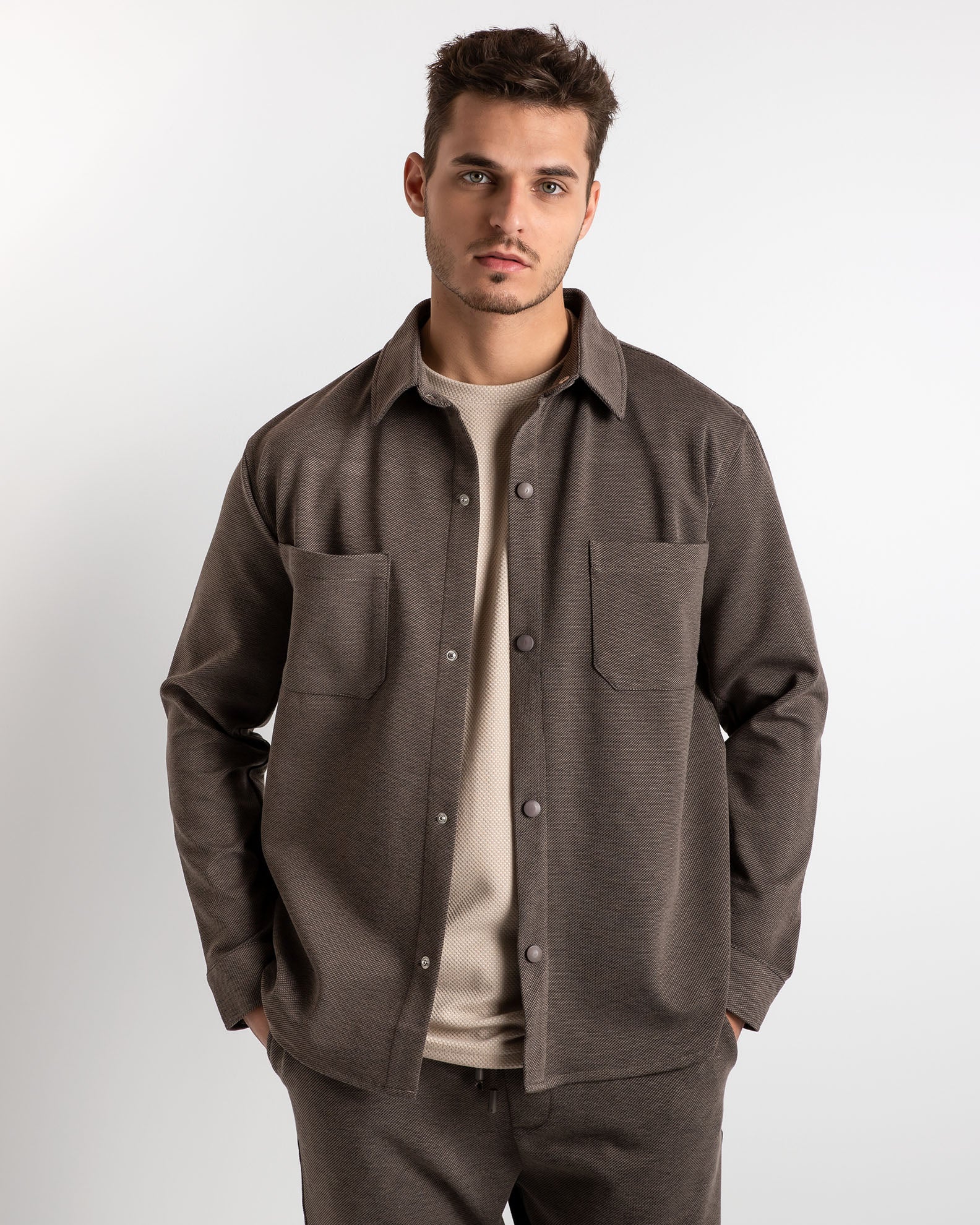 Men's shirt jacket 'Asher'-TAUPE