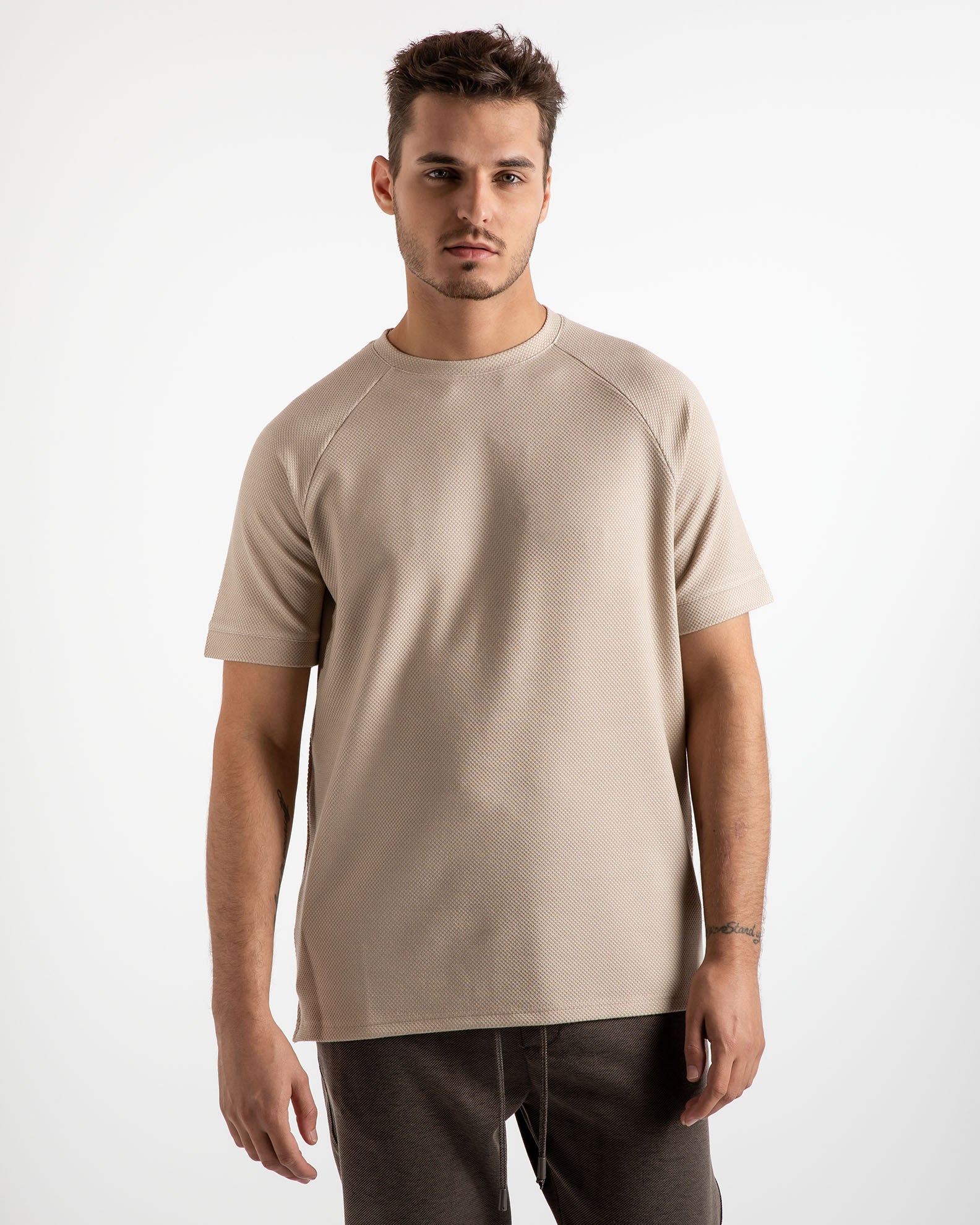 Men's pique blouse 'Jaxon'-CREAM