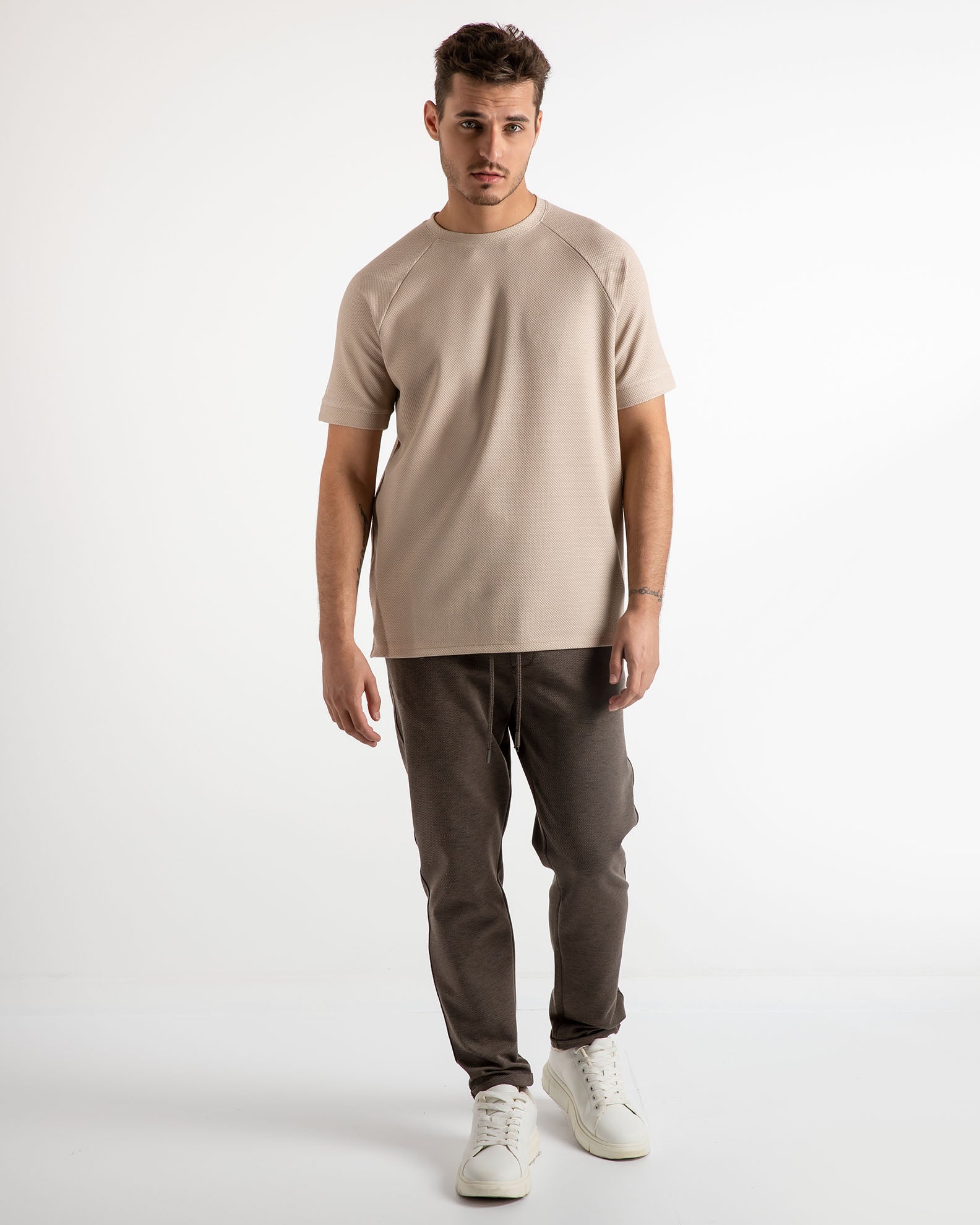 Men's pique blouse 'Jaxon'-CREAM