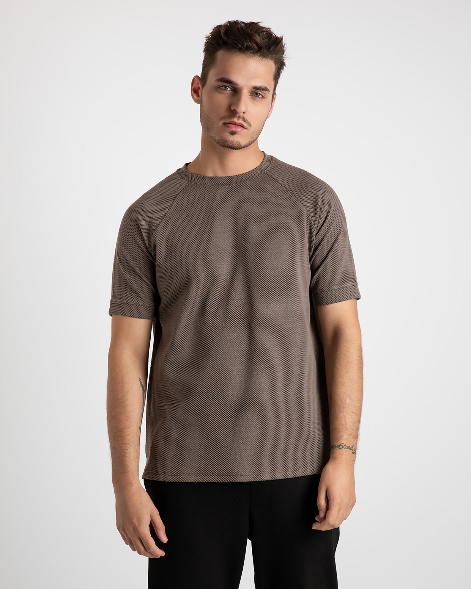 Men's pique blouse 'Jaxon'-TAUPE