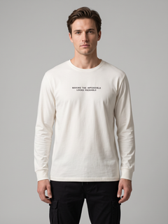 Ανδρική μπλούζα με ανάγλυφο τύπωμα regular fit "Μaking the Impossible"-OFFWHITE