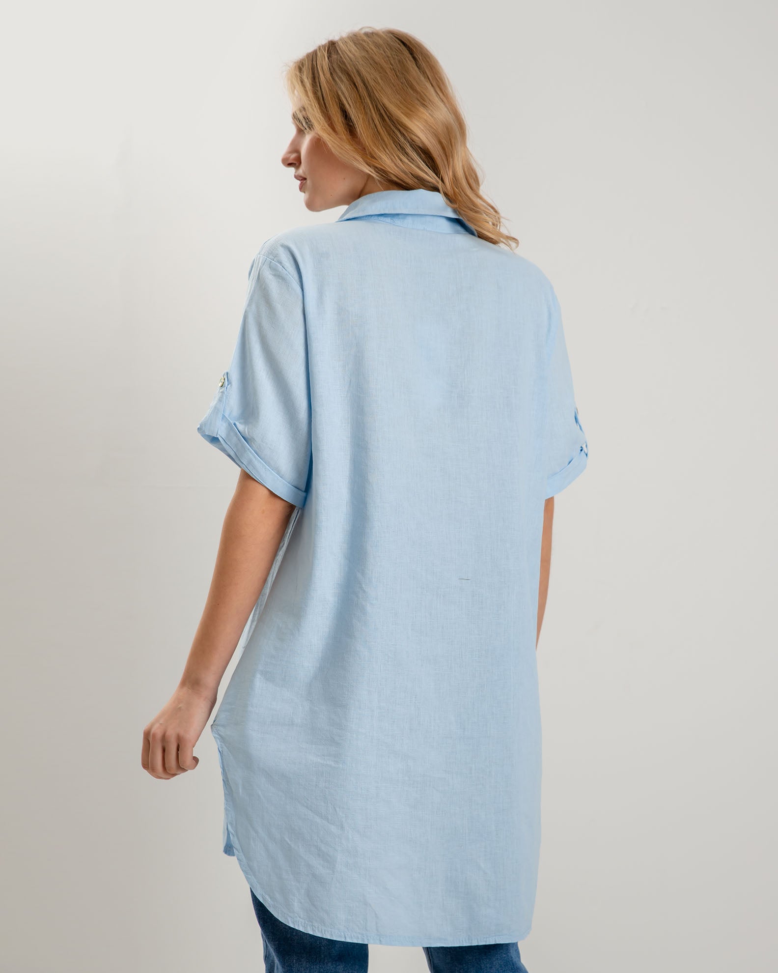 Women's Oversize Long Sleeve Waffle Shirt 'Li44osa'-lblue