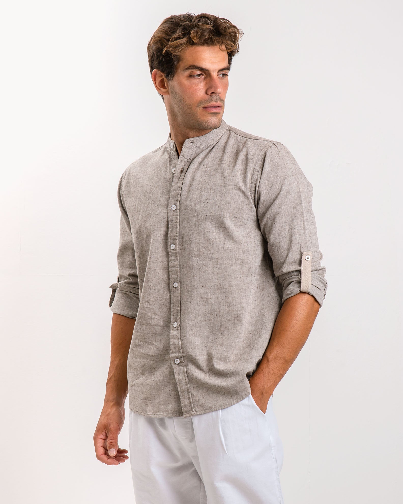 Men's Linen Shirt 'Zilberto'-desert