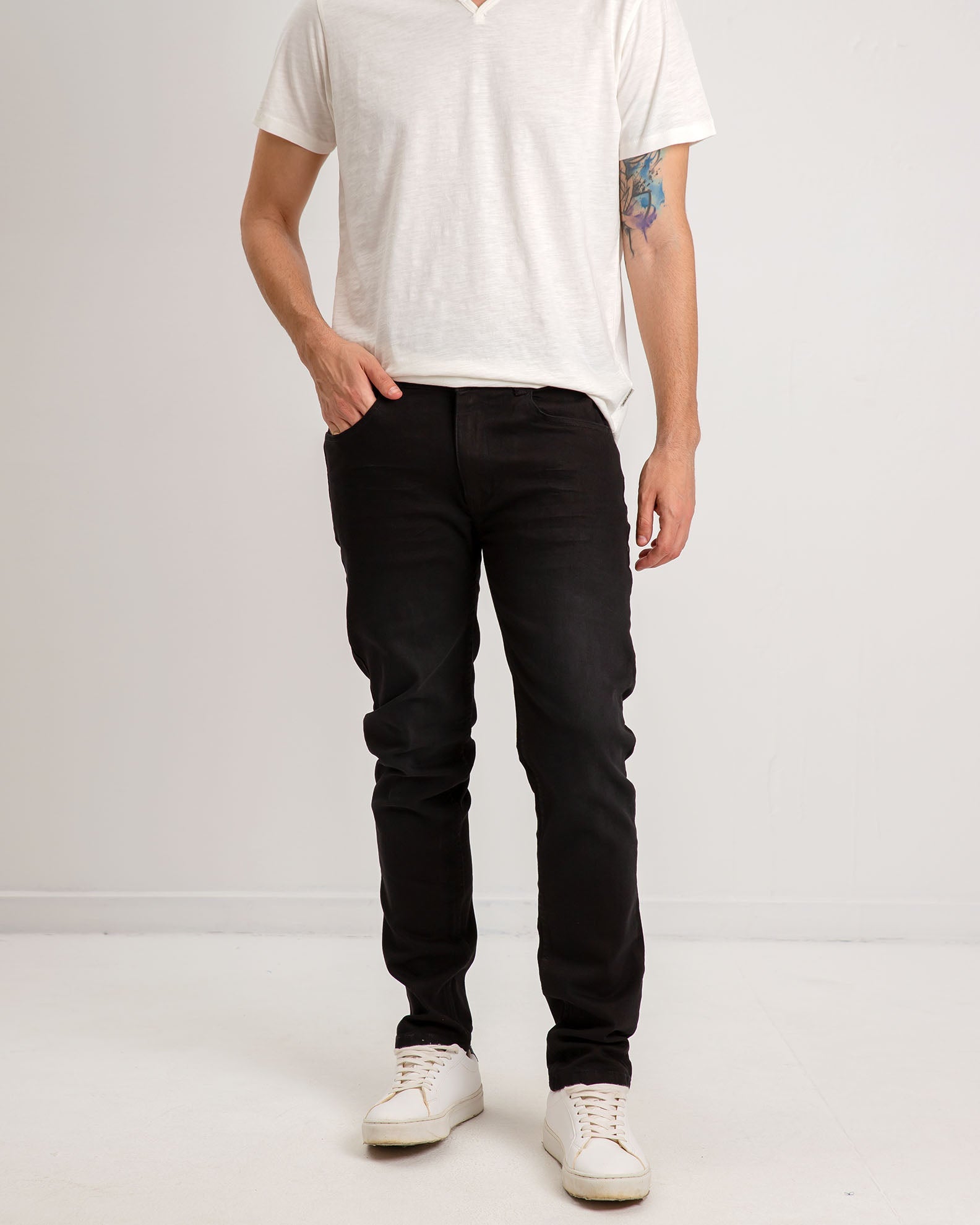 Men's stretch denim pants 'Prank'-BLACK