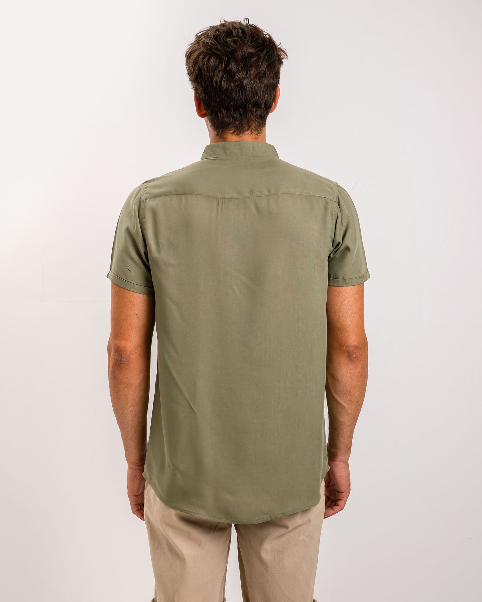 Men's short sleeve shirt with pocket "William"-KHAKI