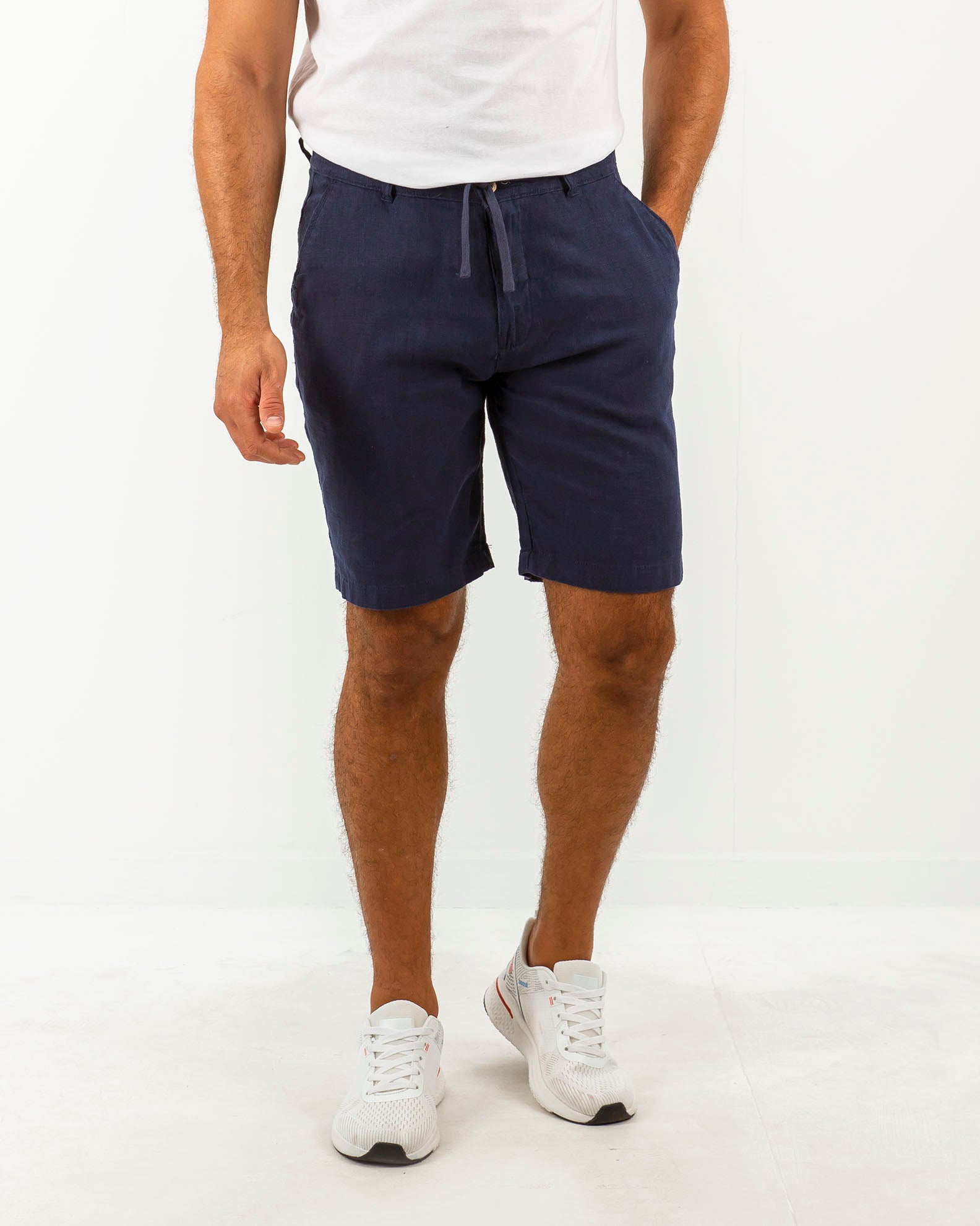 Men's Linen Bermuda Shorts 'Lorentzo'-BLUE