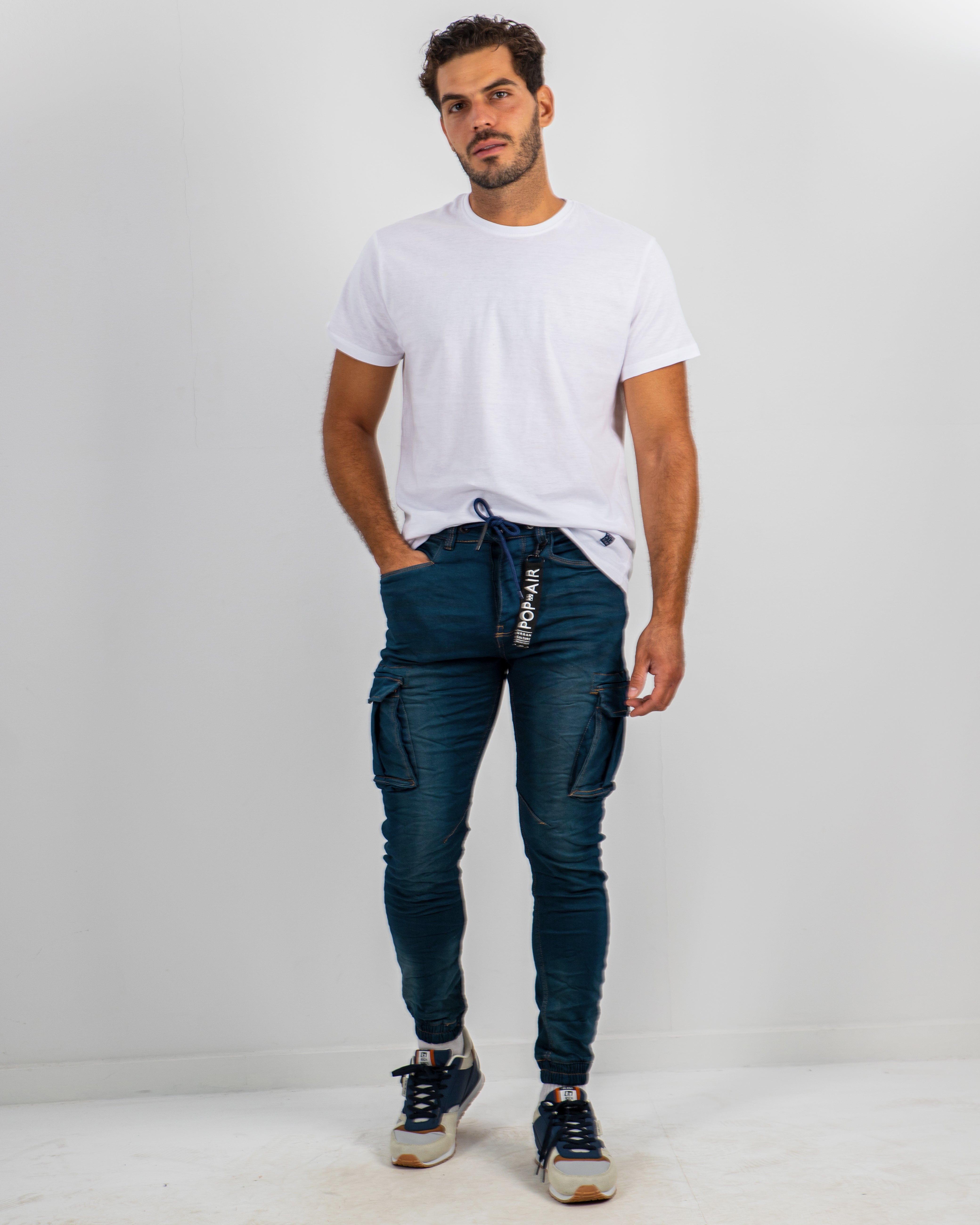 Men's Cargo Pants 'Federico'-BLUE DENIM