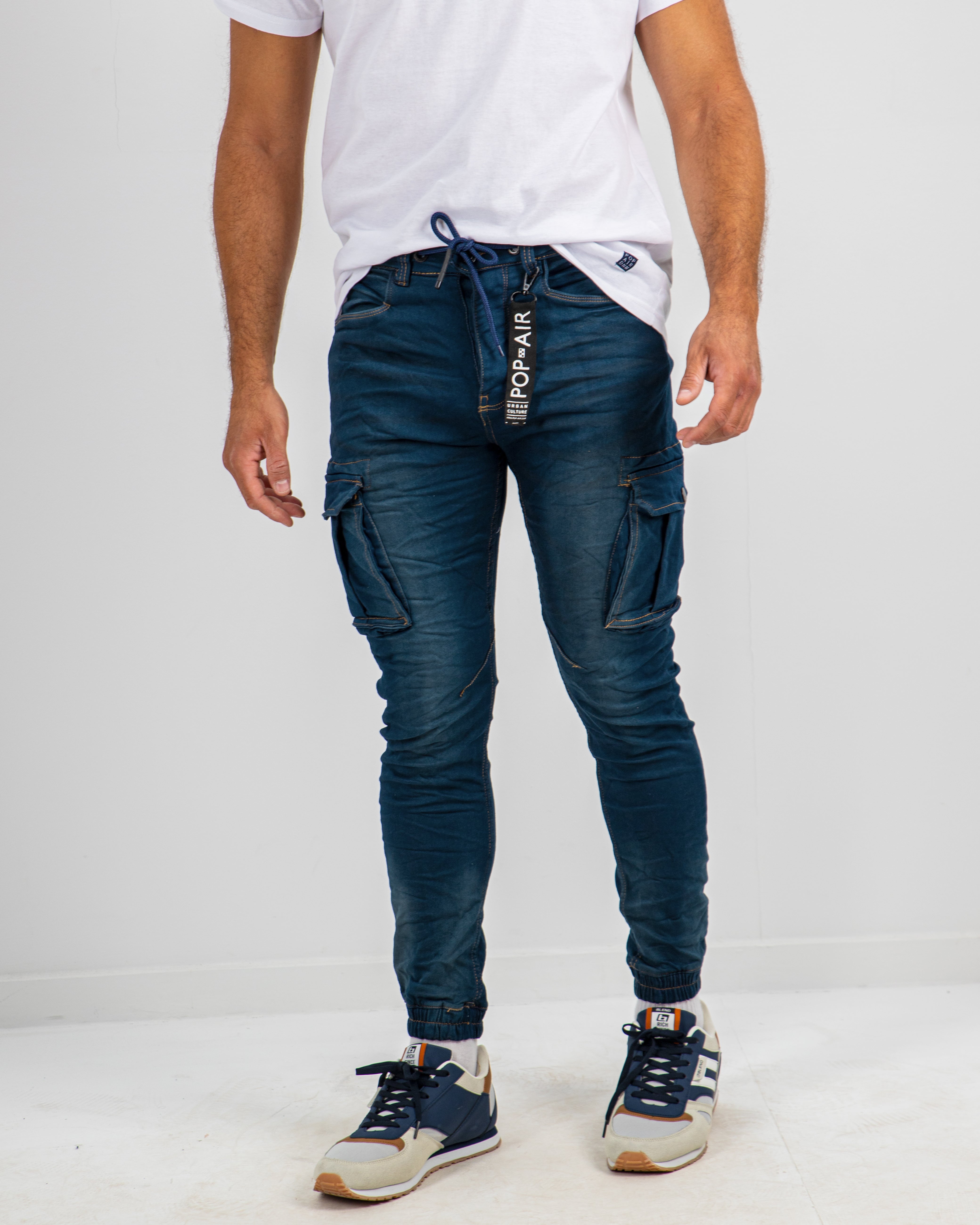 Men's Cargo Pants 'Federico'-BLUE DENIM