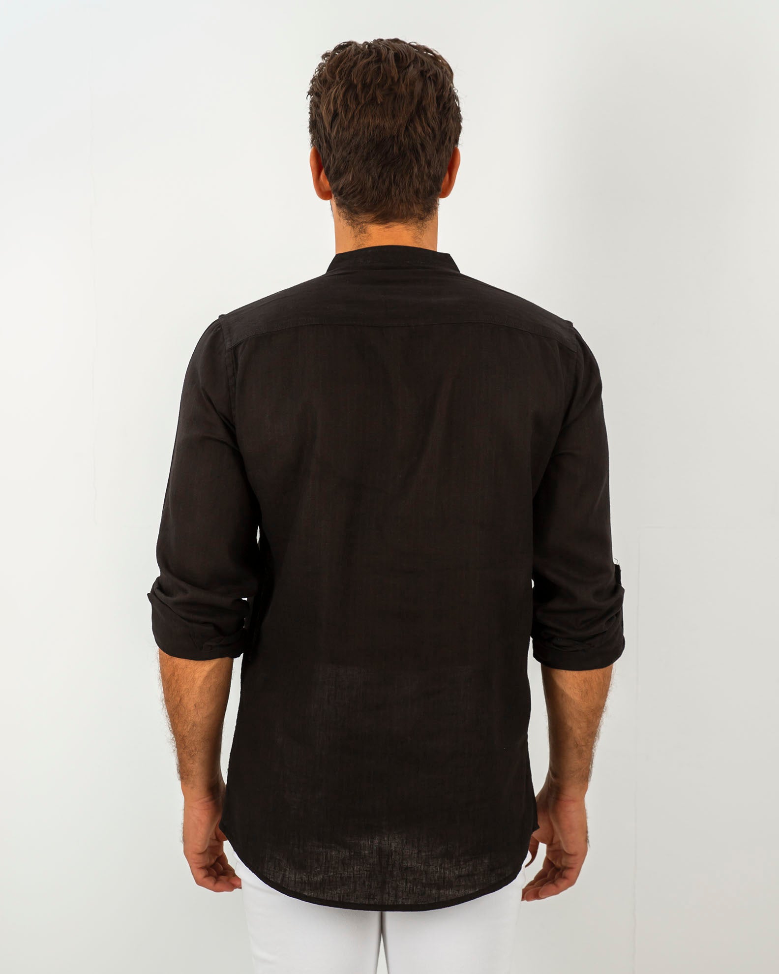 Men's Linen Shirt 'Dimitris'-BLACK